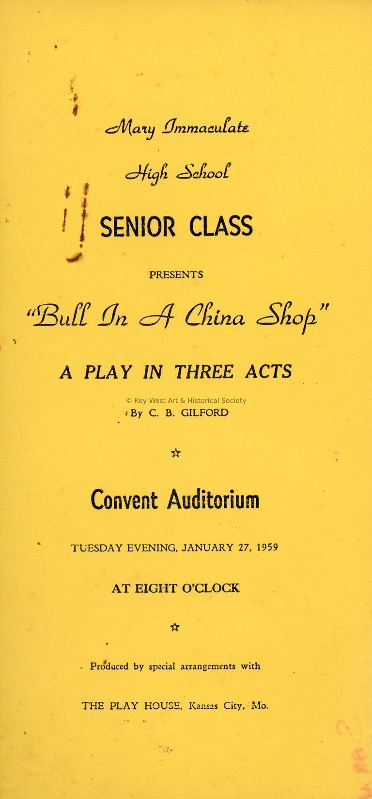          'Bull in a China Shop' Program; © Key West Art & Historical Society
   
