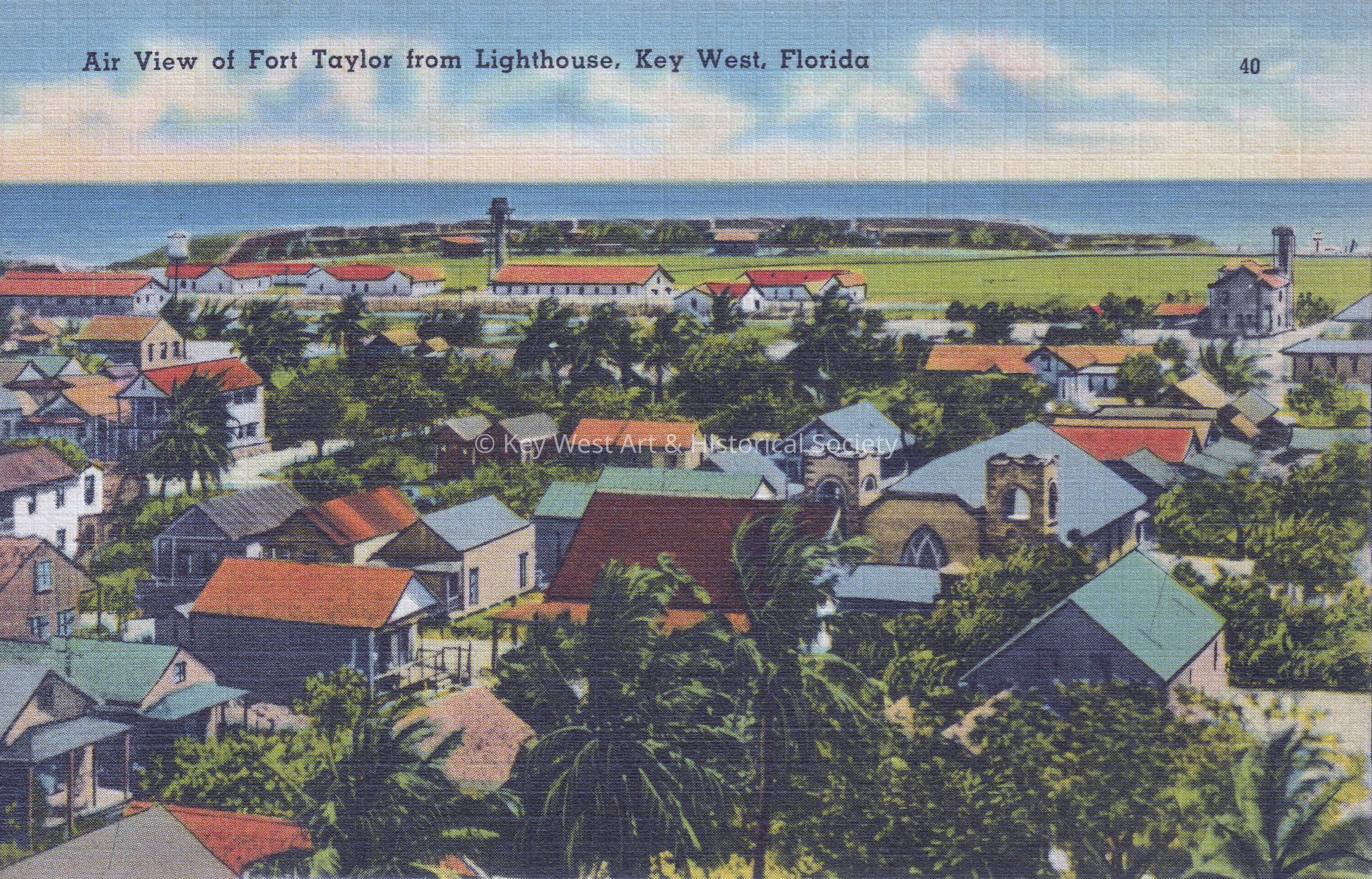 Aerial View of Fort Taylor from Lighthouse, Key West, Florida; © Key West Art & Historical Society