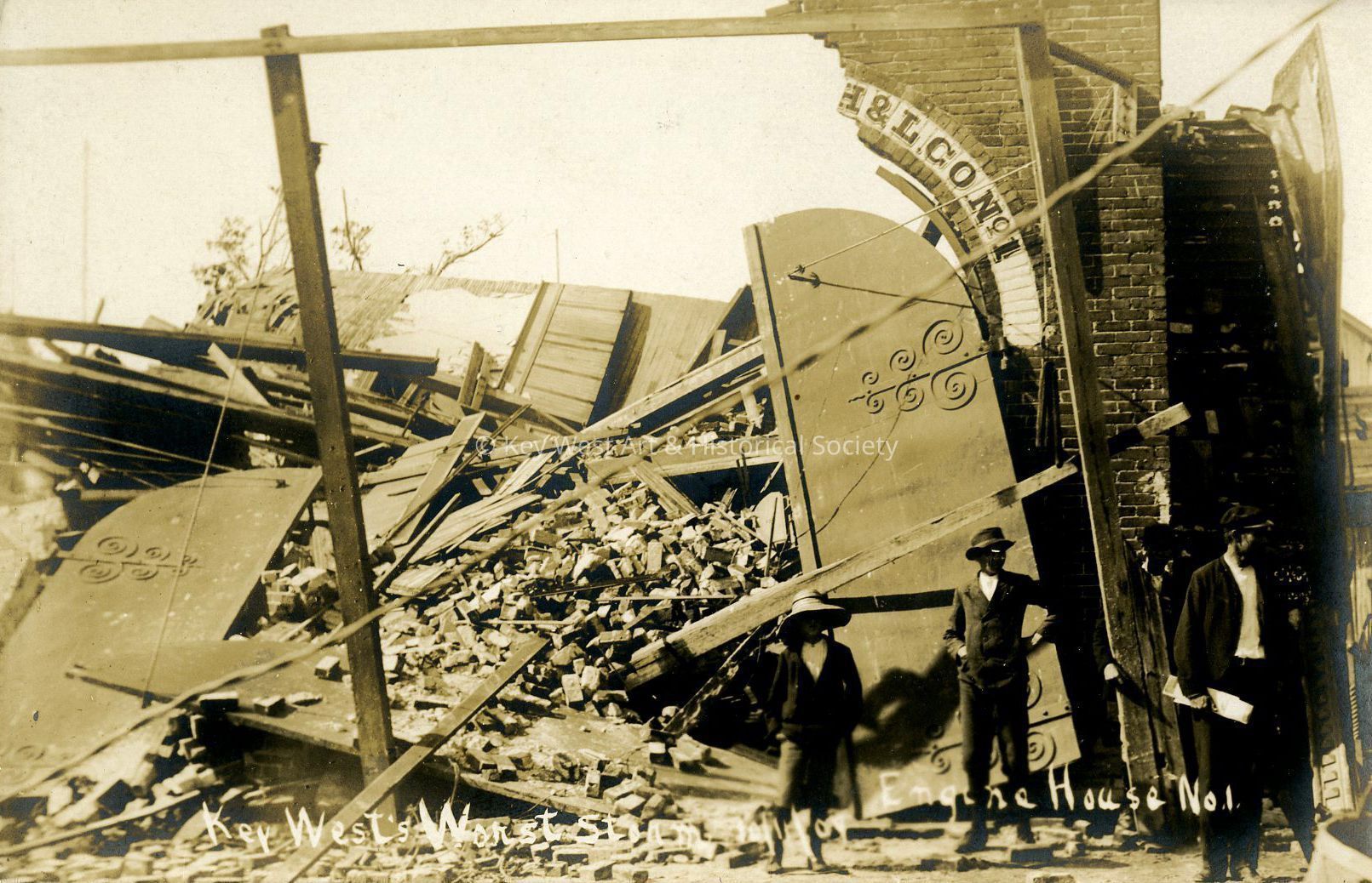 Hurricane Damage at Key West Fire Station No.1; © Key West Art & Historical Society