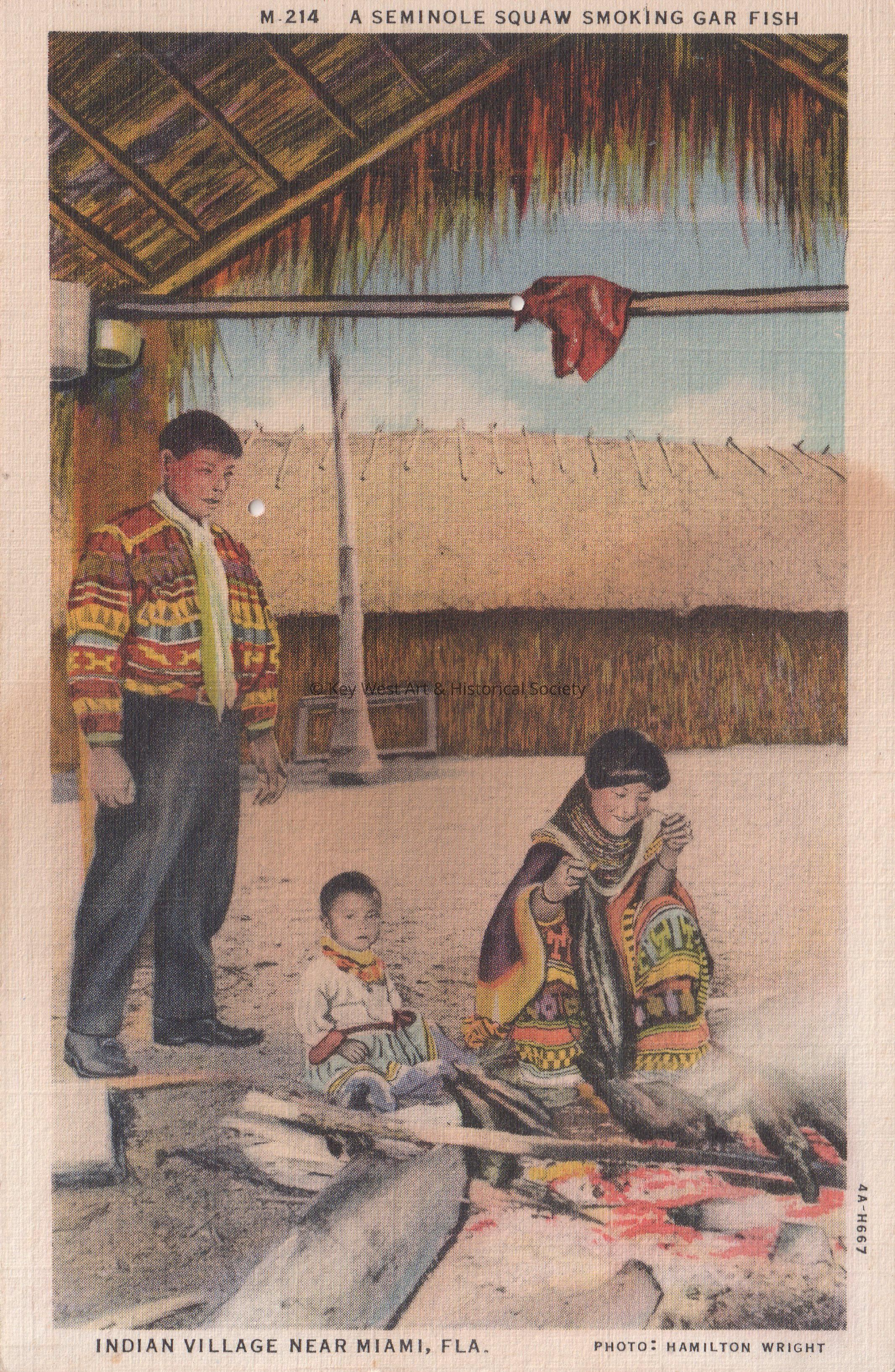 A Seminole Squaw Smoking Gar Fish; © Key West Art & Historical Society