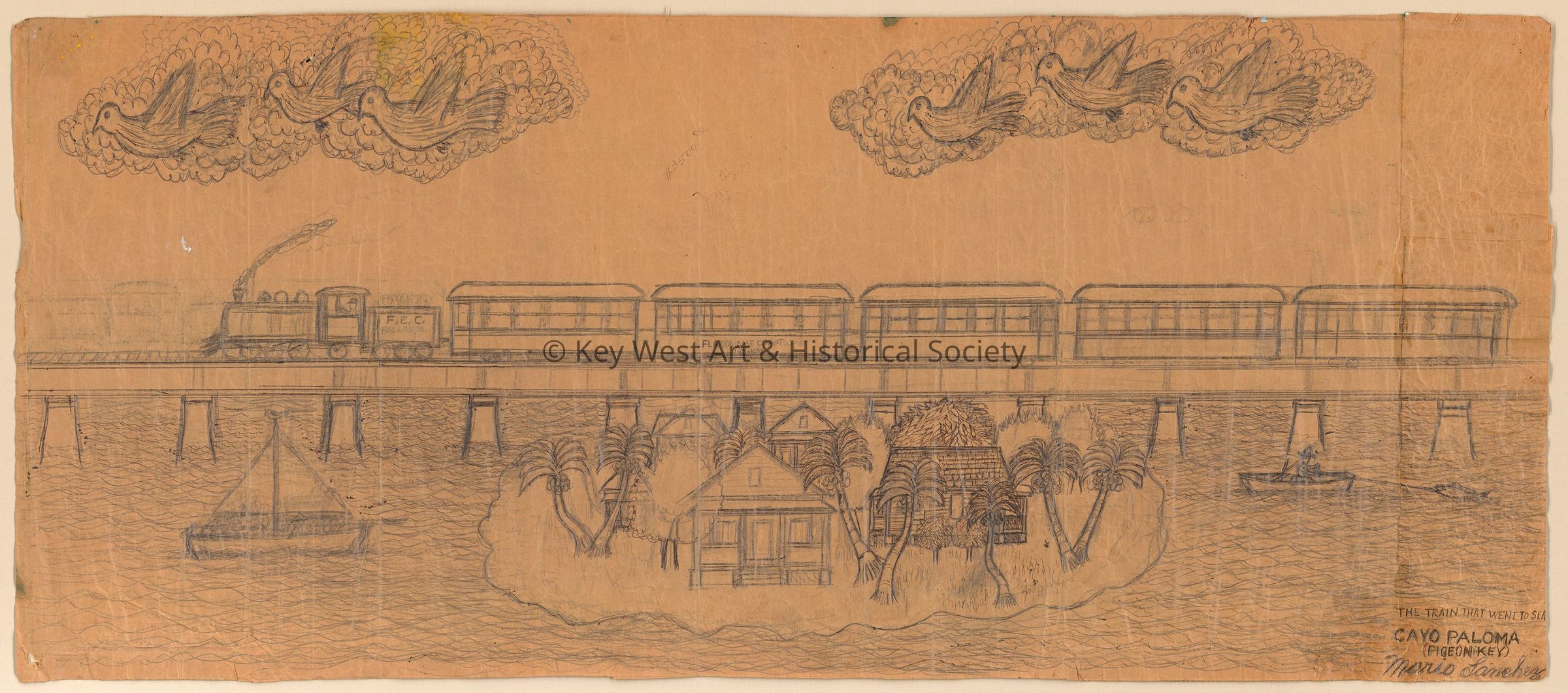 'The Train That Went To Sea' Cayo Paloma (Pigeon Key); © Key West Art & Historical Society