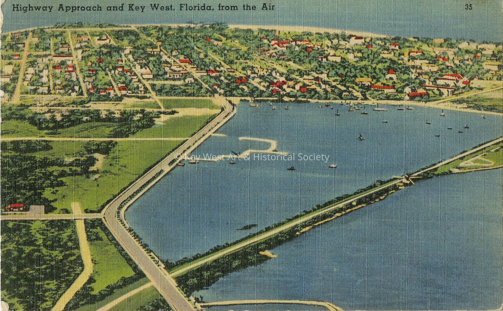 Highway Approach and Key West, Florida, From the Air; © Key West Art & Historical Society