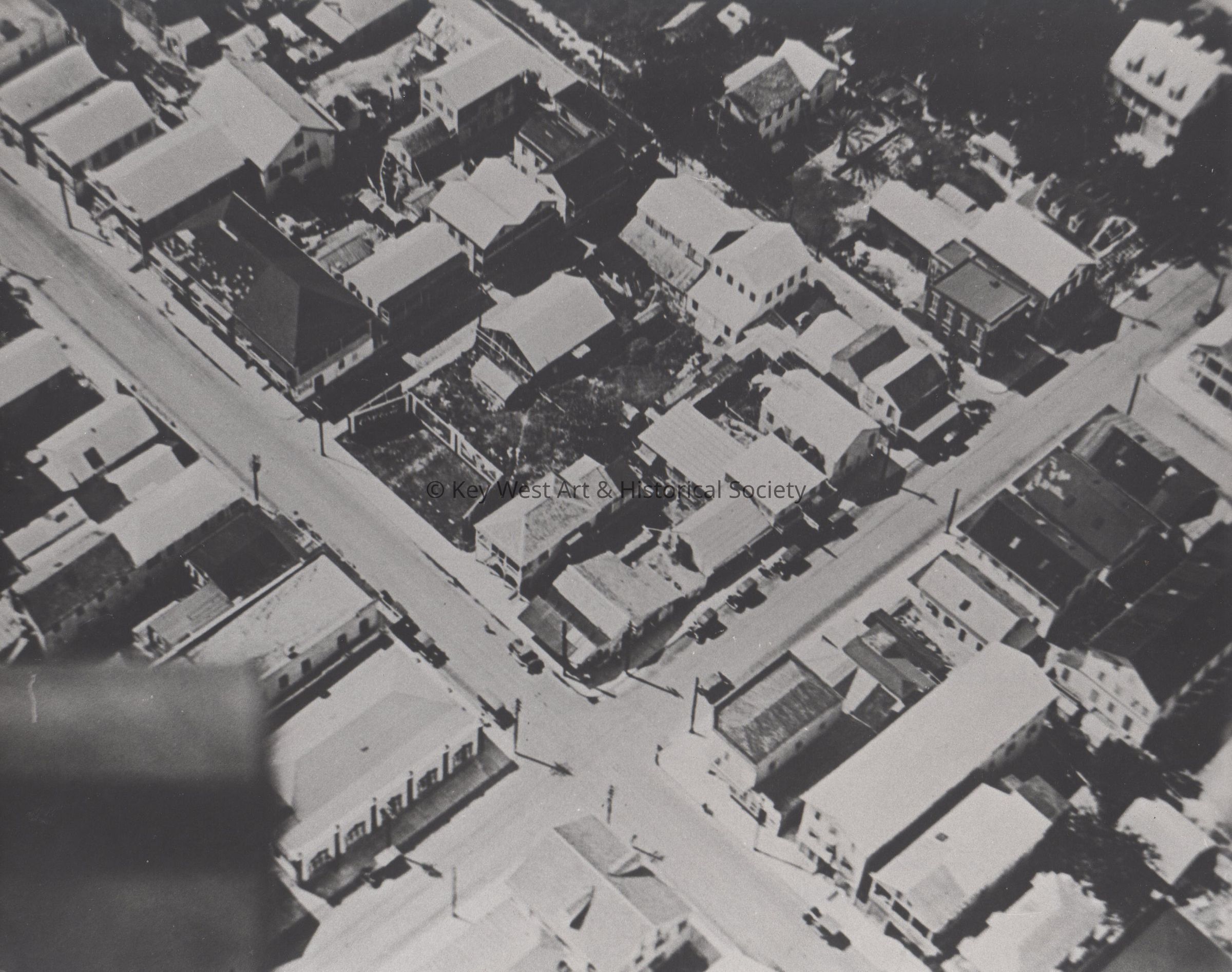 Aerial View of Duval and Greene Streets; © Key West Art & Historical Society