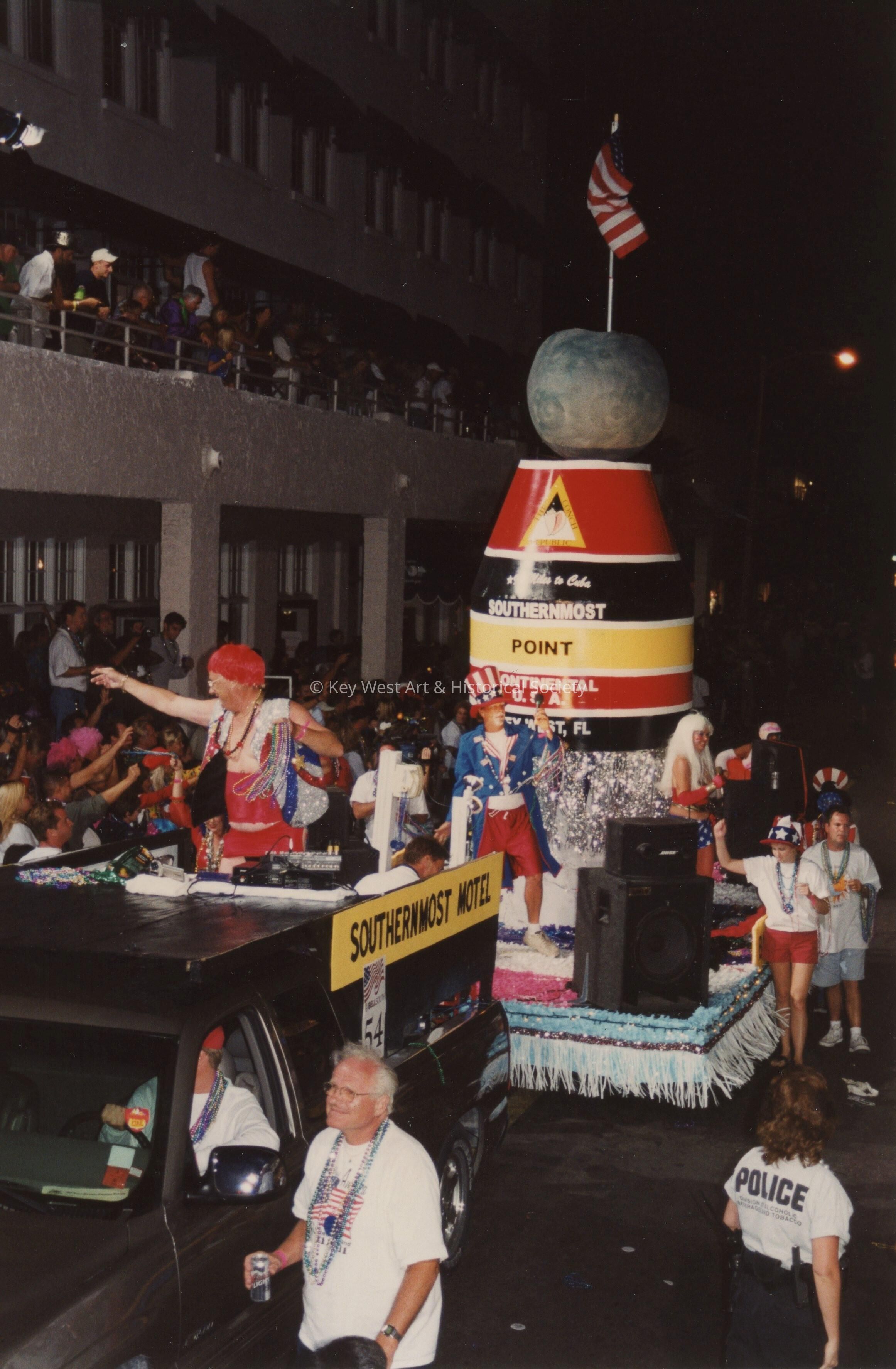 A float in the parade that has the southernmost point