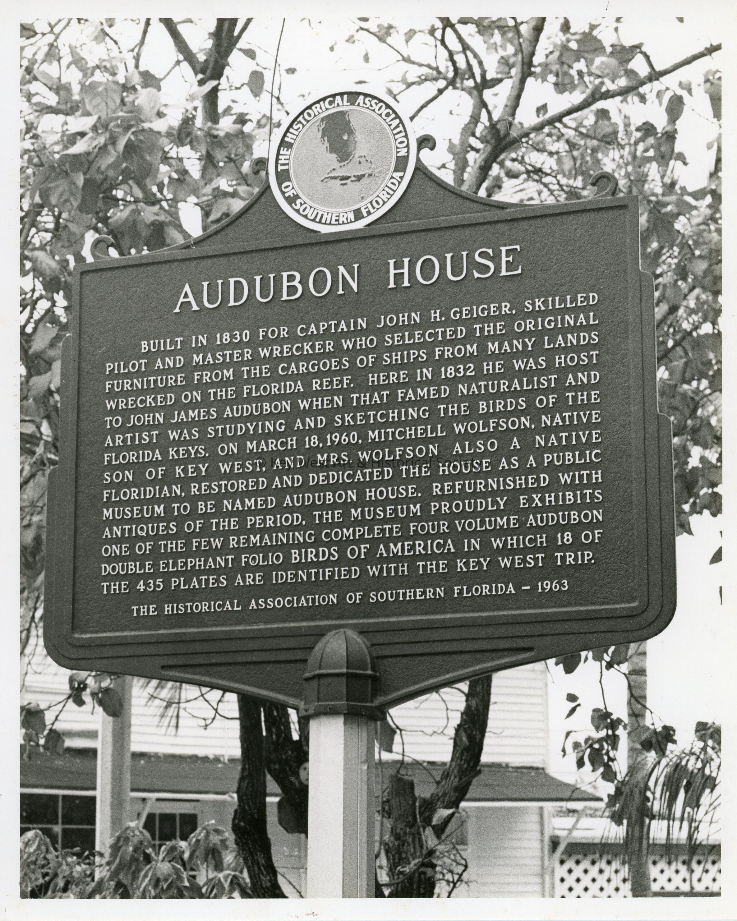 Audubon House Historic Marker; © Key West Art & Historical Society