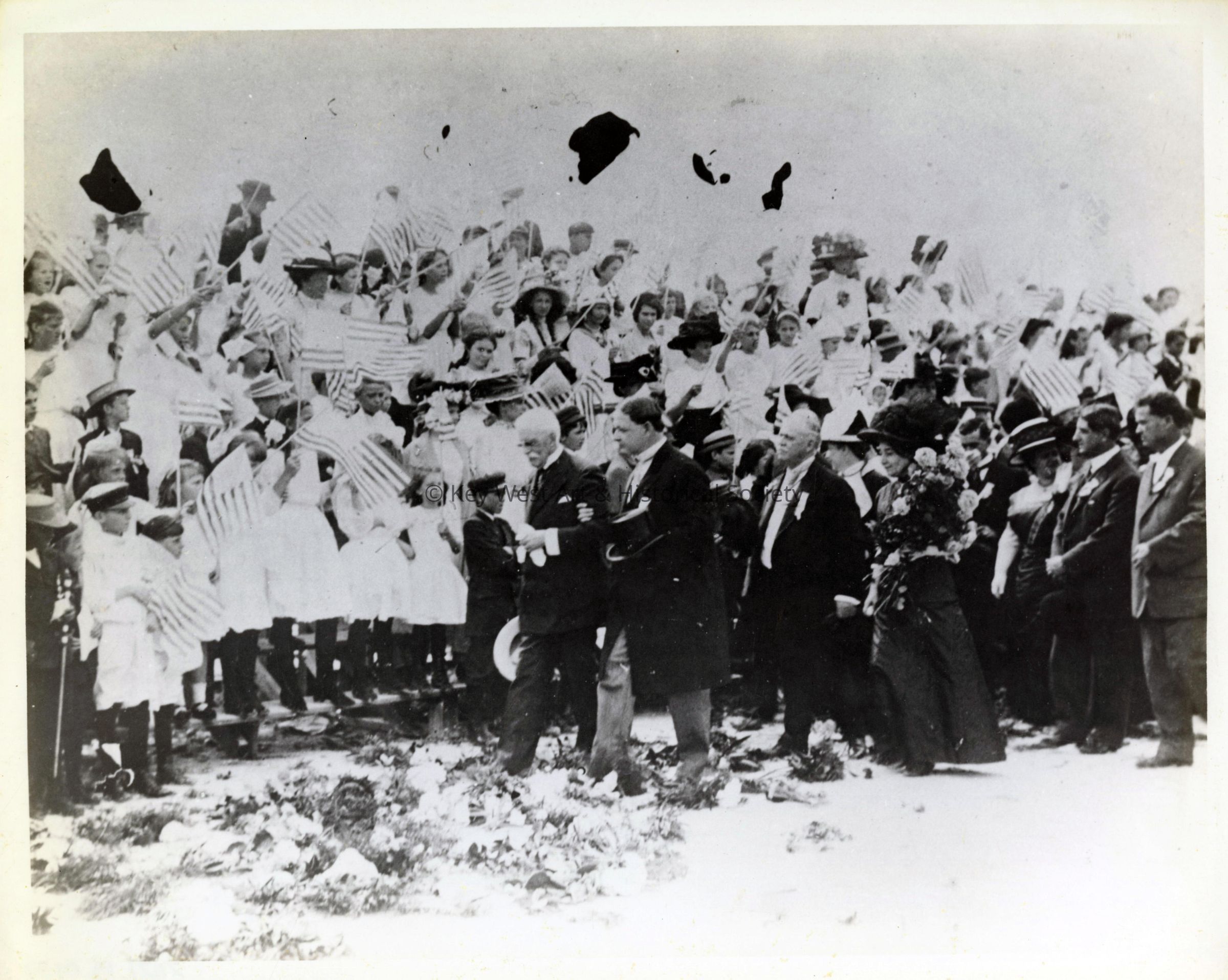 Henry M. Flagler and Mayor Joseph Fogarty at the Arrival of the First Train to Key West; © Key West Art & Historical Society