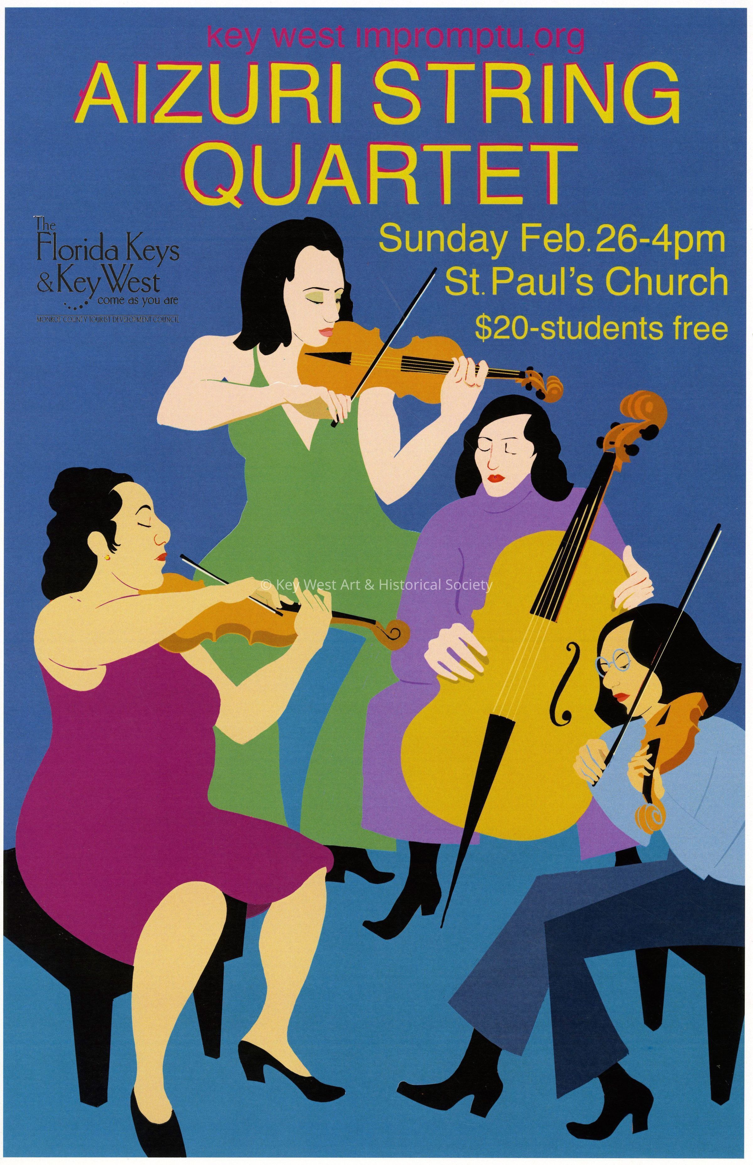 Aizuri String Quartet Impromptu Classical Concerts Poster; © Key West Art & Historical Society