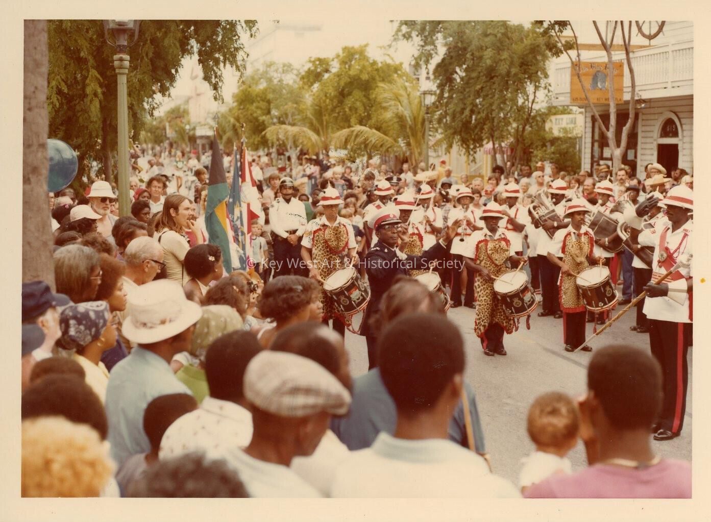 A band playing in a parade