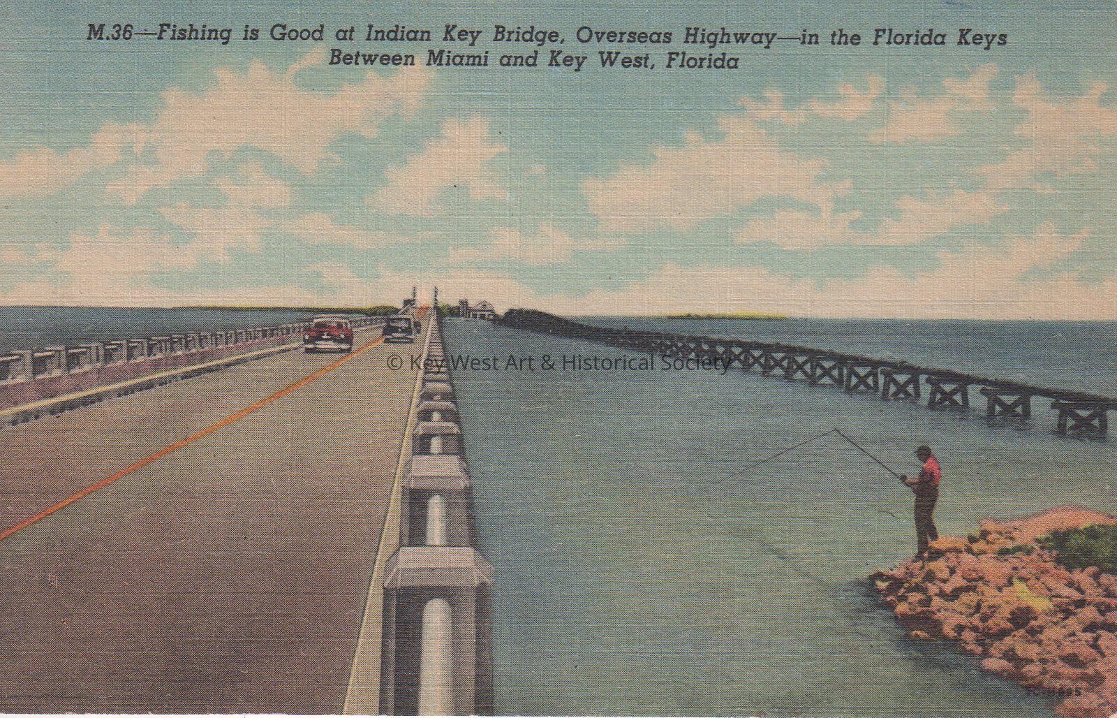 Fishing is Good at Indian Key Bridge, Overseas Highway - in the Florida Keys; © Key West Art & Historical Society
