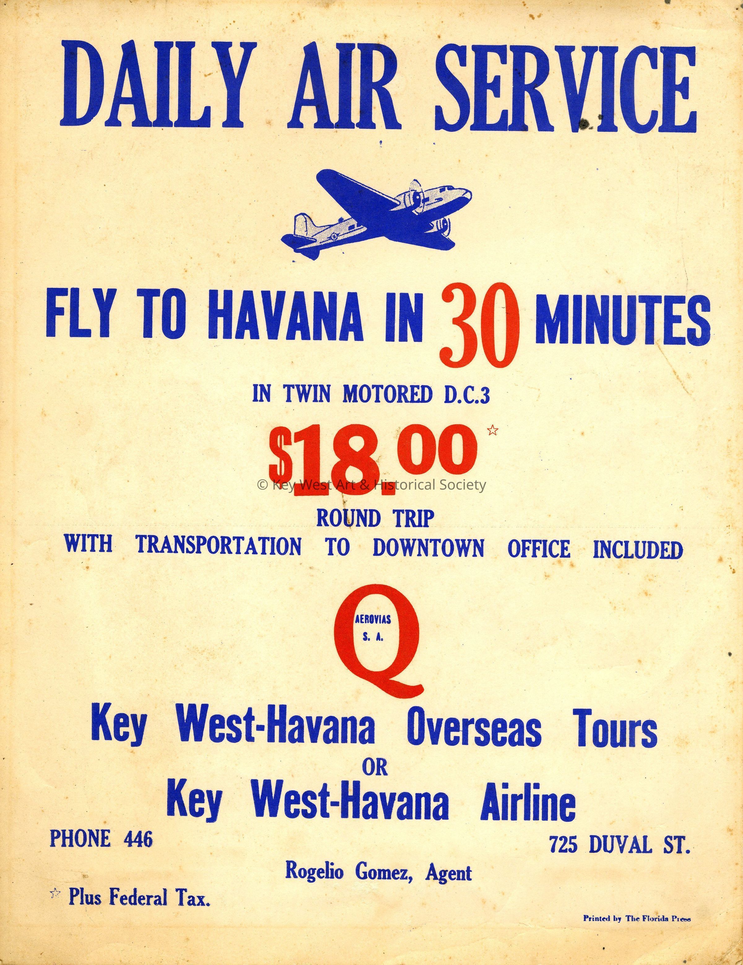 Aerovías Q Advertisement Poster; © Key West Art & Historical Society