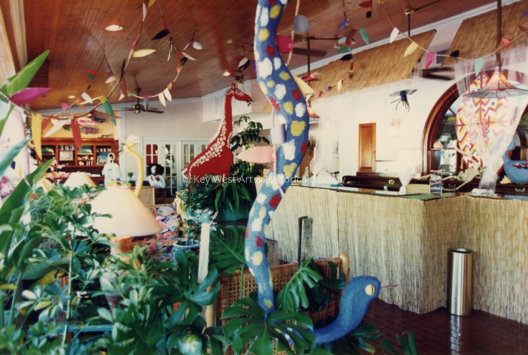 A hotel decorated for Fantasy Fest.