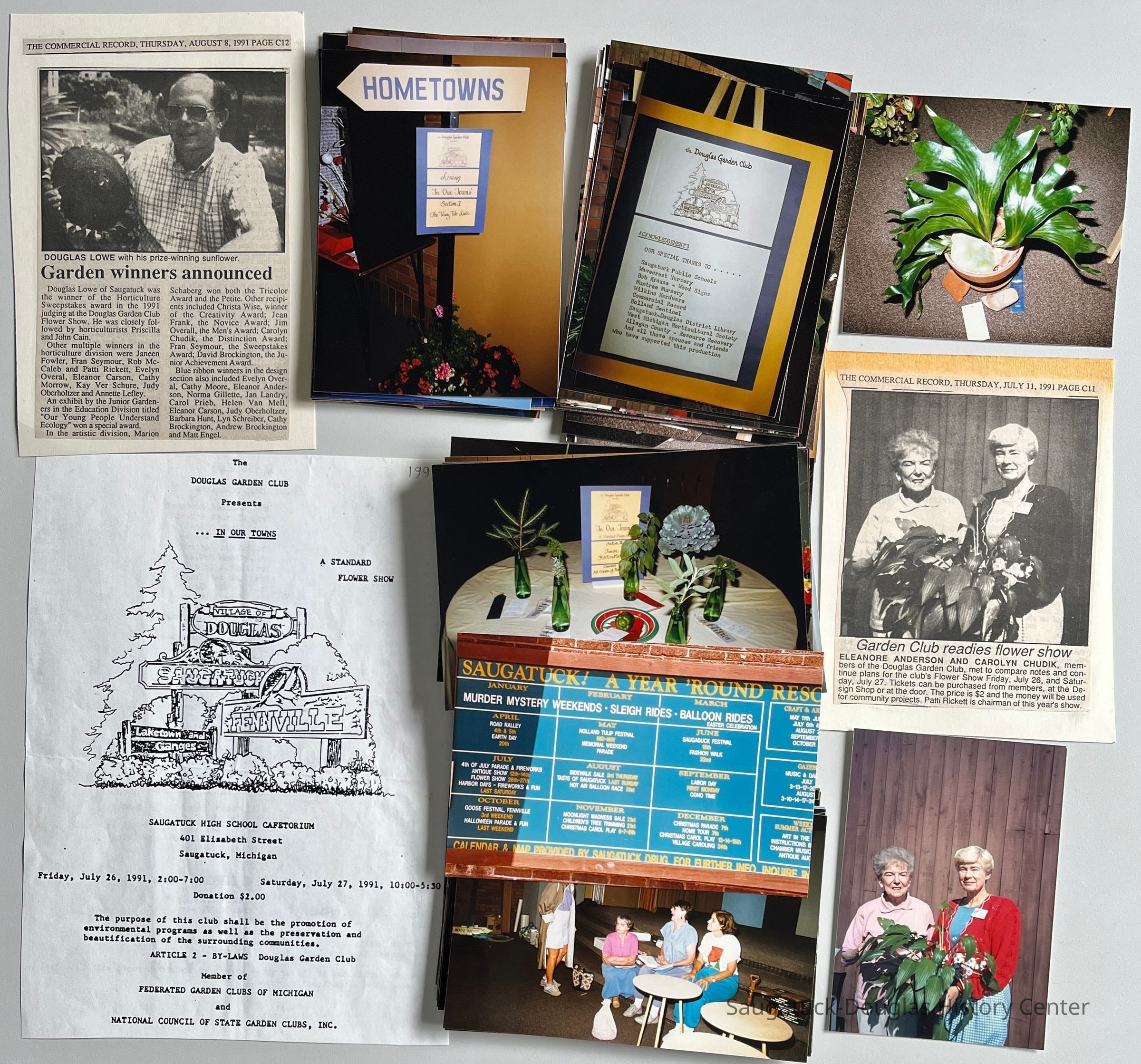 1991 Douglas Garden Club Standard Flower Show at Saugatuck High School Cafetorium; Removed from non-archival album and placed in white envelope