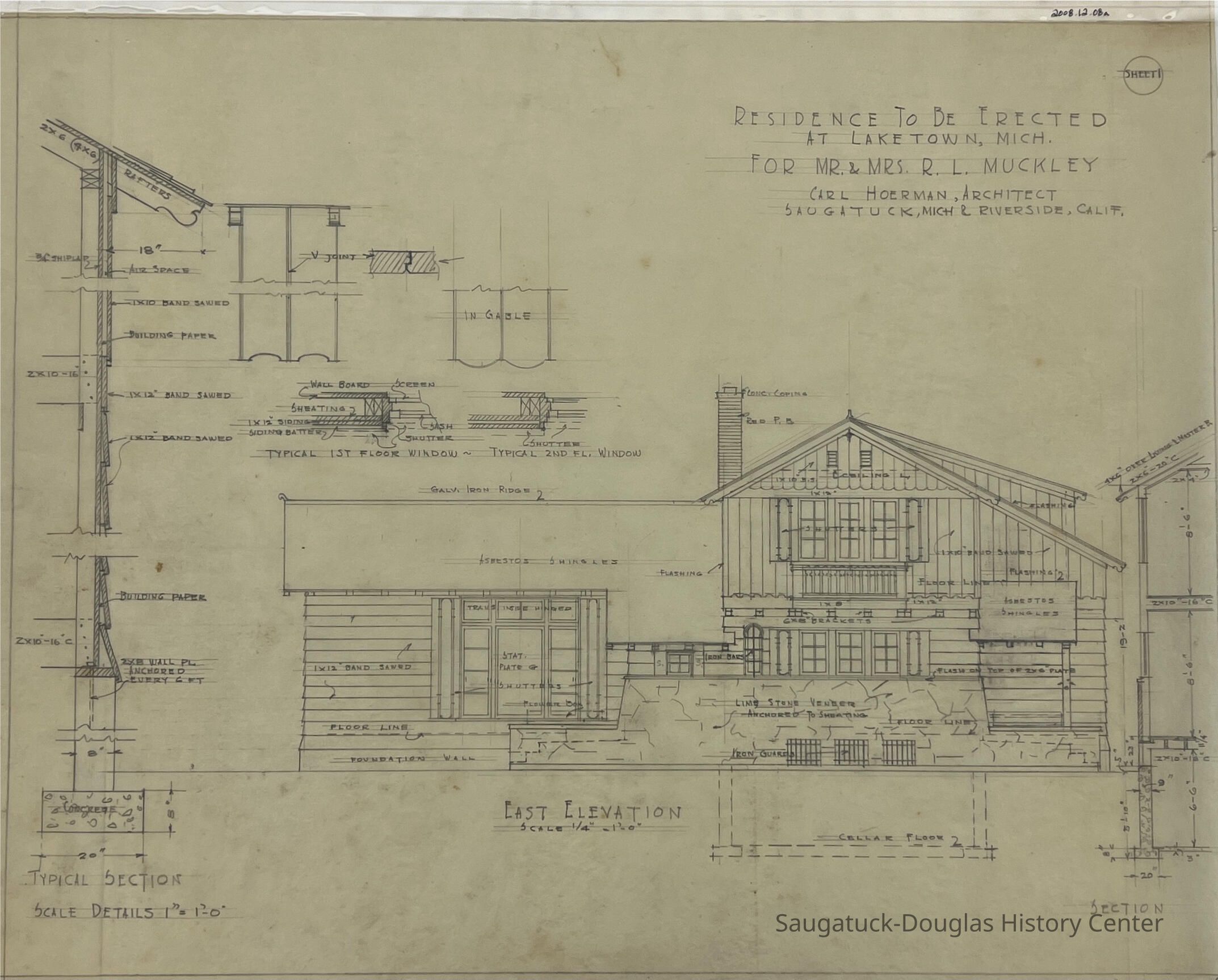          Residence To Be Erected/At Laketown, Mich./For Mr. & Mrs. R. L. Muckley (Muckley) picture number 1
   