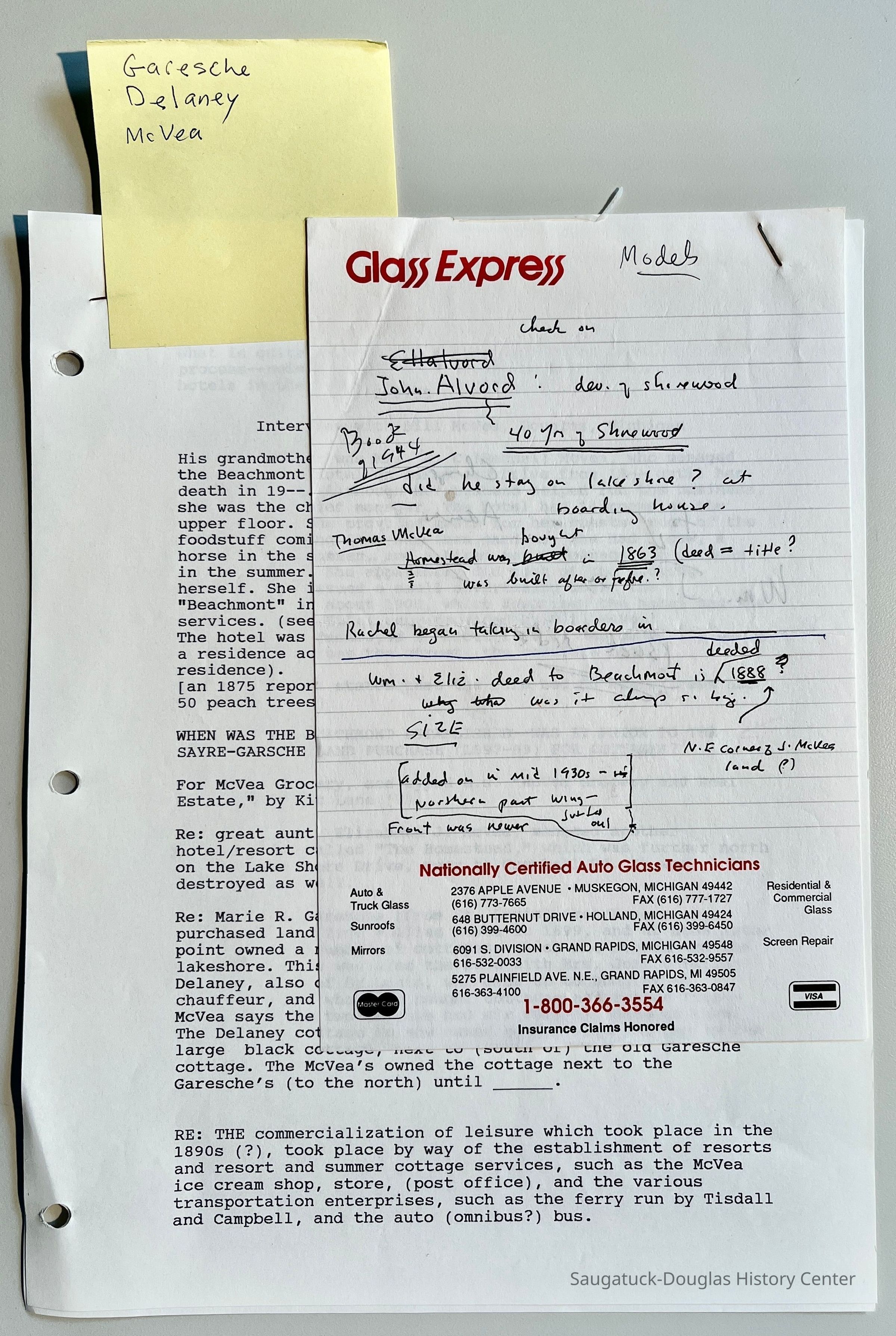          Bill McVea Interview notes picture number 1
   