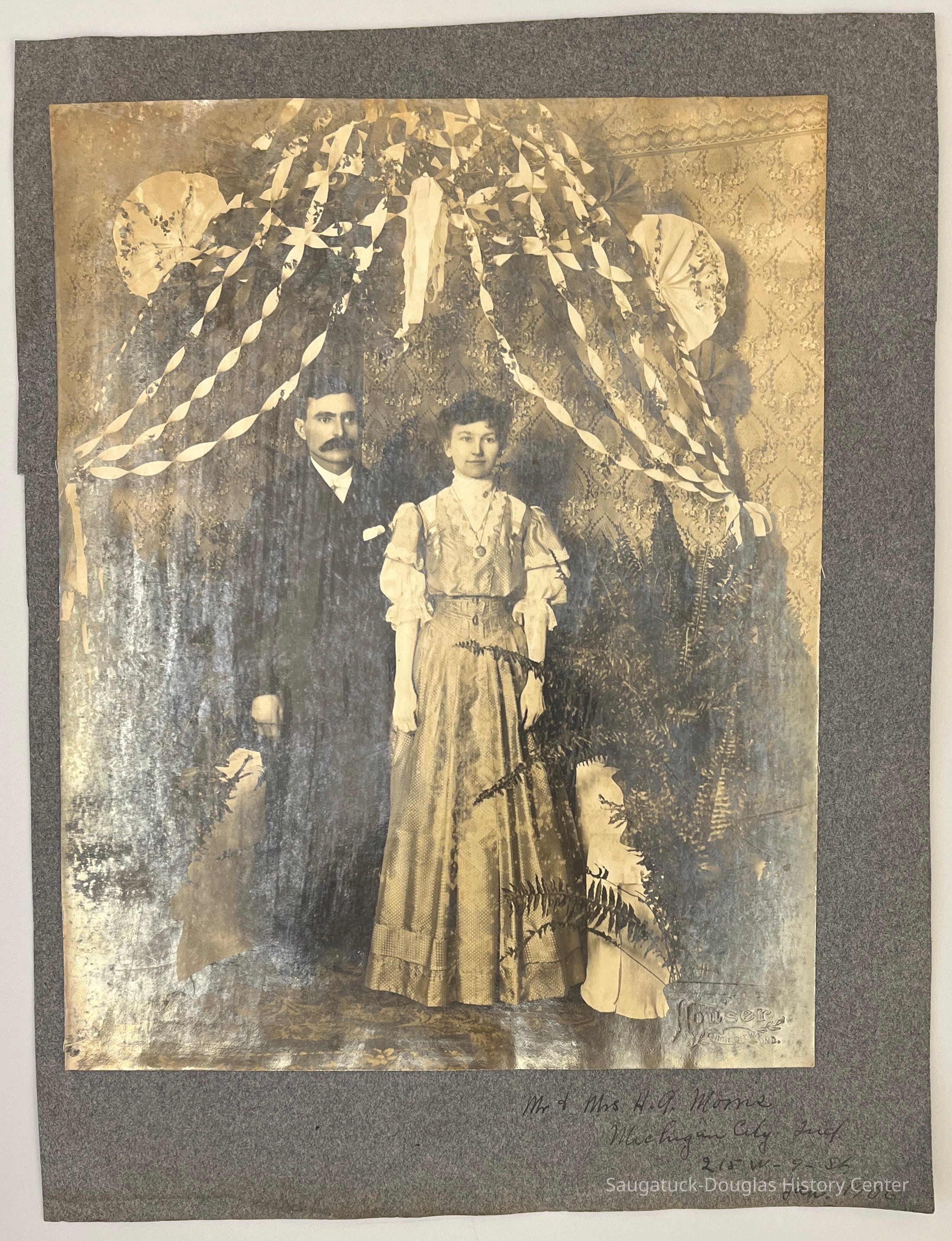 Mr. and Mrs H.A. Morris, Michigan City, Ind., 215 W. 9 St. Jan. 1906; Possibly on the occasion of Lillian's 2nd marriage