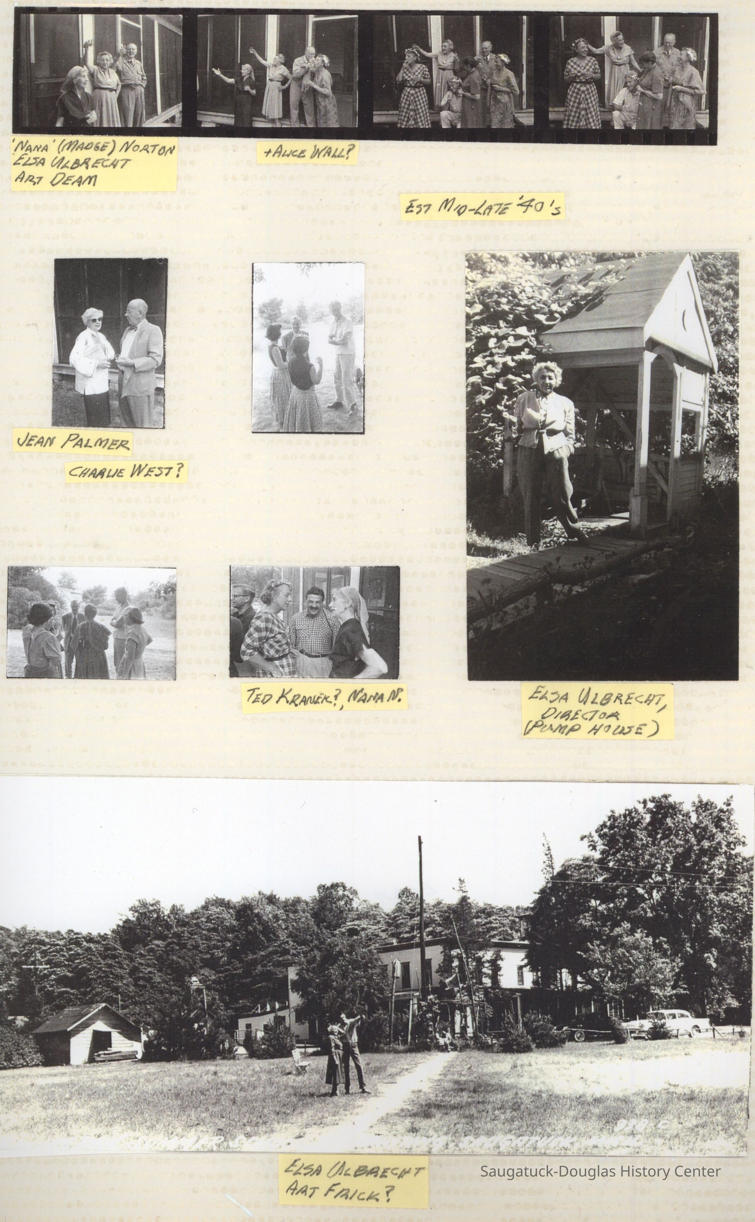 Scan-100806-0006.jpg 2.1MB; 'Nana' (Madge) Norton, Elsa Ulbrecht, Art Deam, Alice Wall? Est Mid-late 1940s, Jean Palmer, Charlie West?, Ted Kranek? Nana N., Pump House, Elsa Ulbrecht, Art Frick?