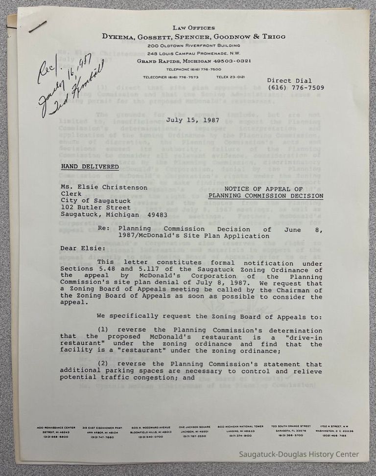          McDonalds Zoning Appeal Letter picture number 1
   
