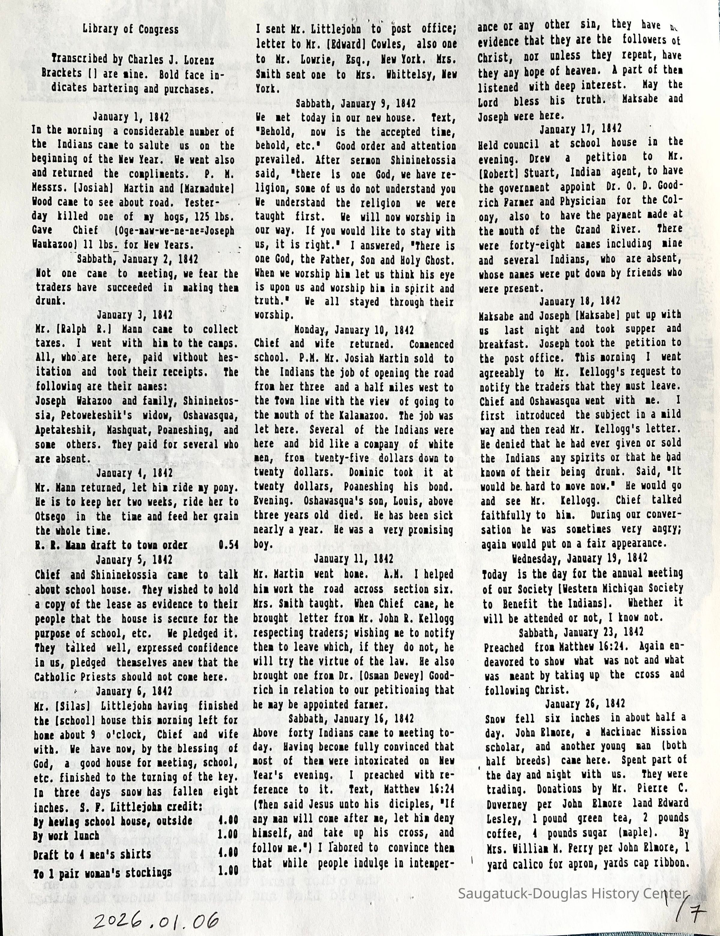          George Nelson Smith diary transcript 1842 picture number 1
   