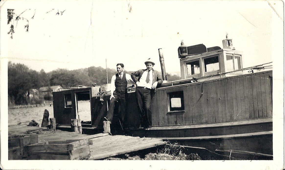 two men and fishing boat; Origsize: 6