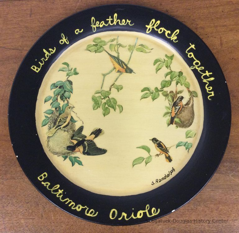          Tray reads: “Birds of a feather flock together, Baltimore Oriole”
   