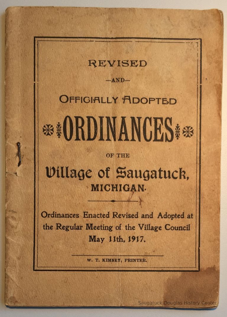          Saugatuck Ordinances 1917 picture number 1
   