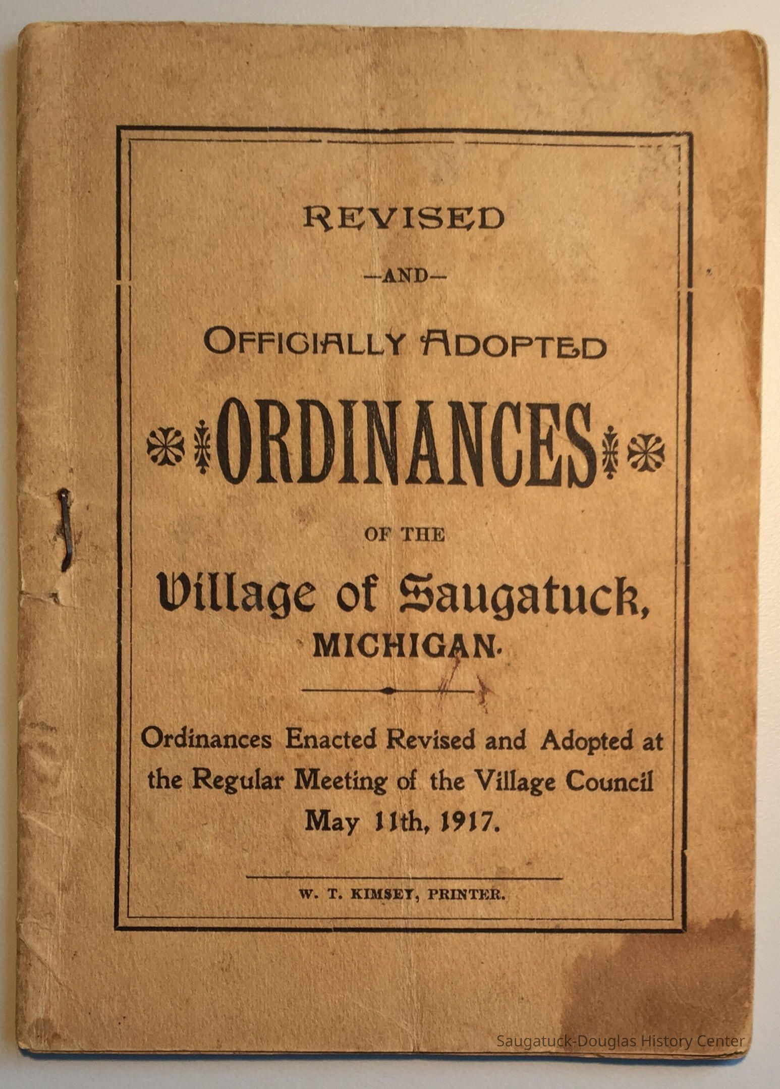 Saugatuck Ordinances 1917 picture number 1