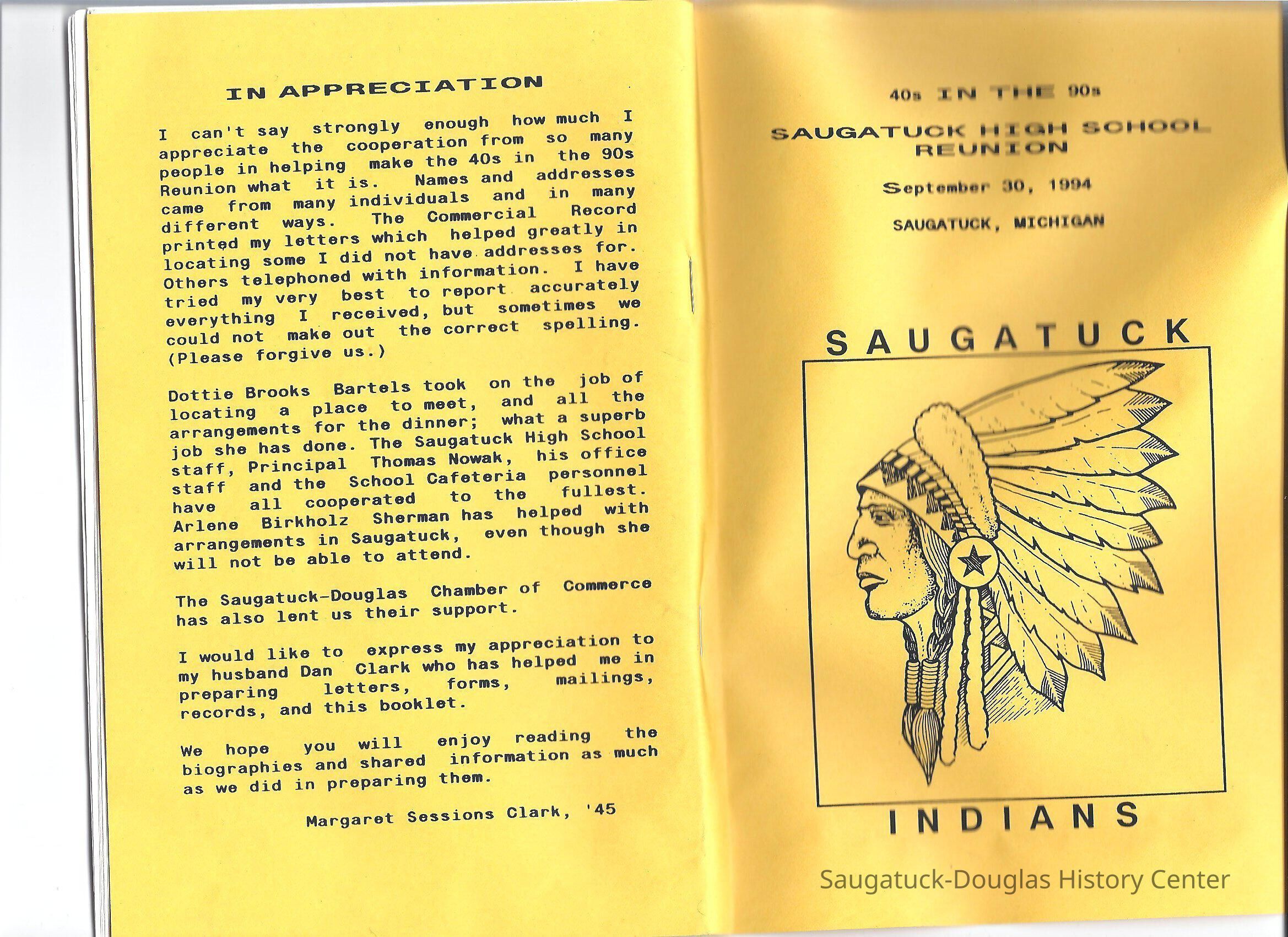class reunion booklet; Origsize: 8