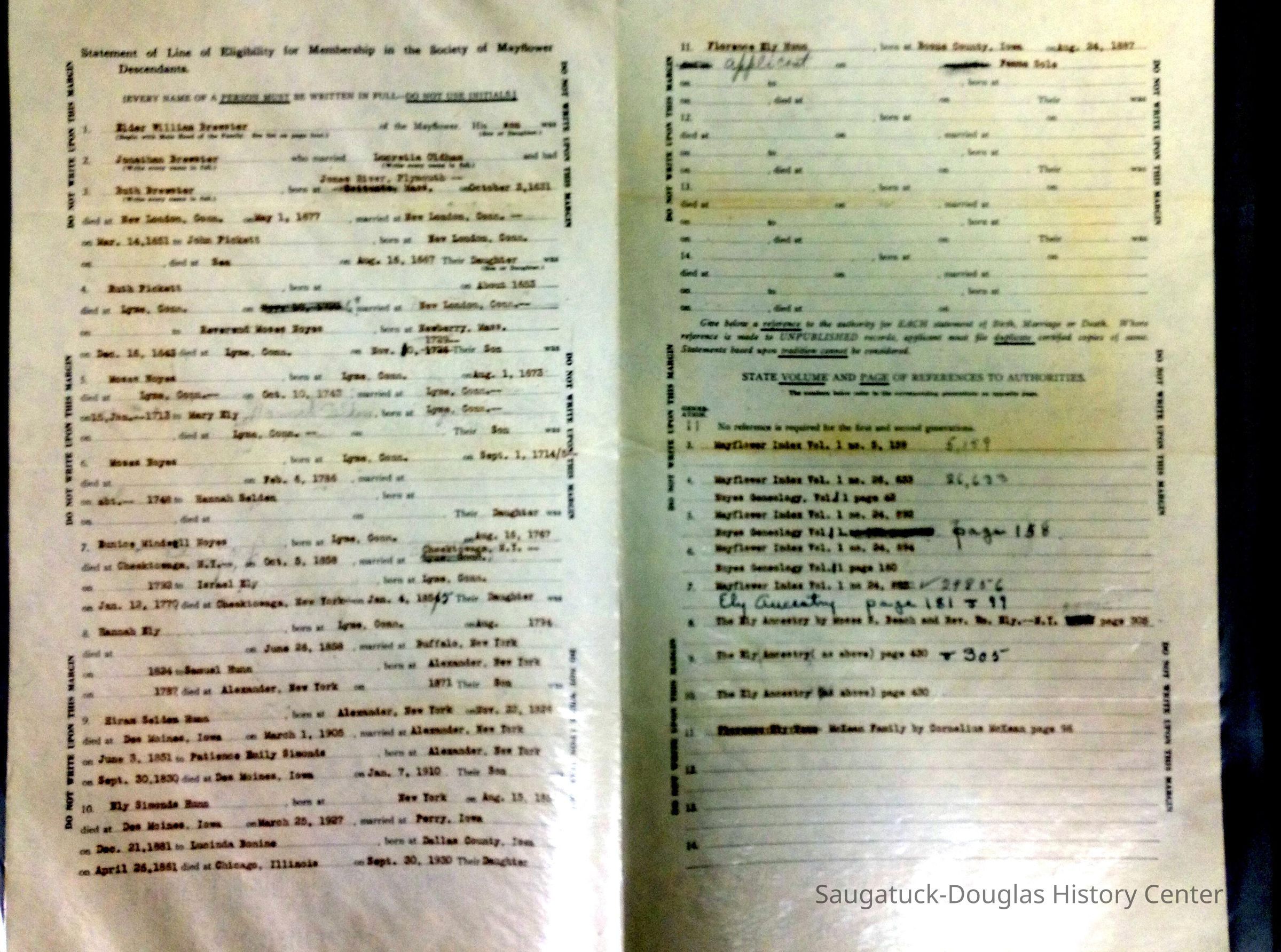          Statement of Line of Eligibility for Membership in the Society of Mayflower Decendants picture number 1
   