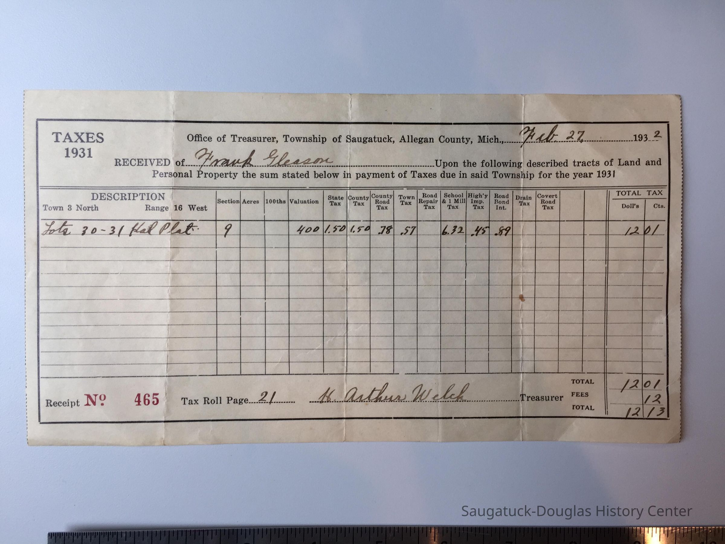Tax Receipt 1931 picture number 1