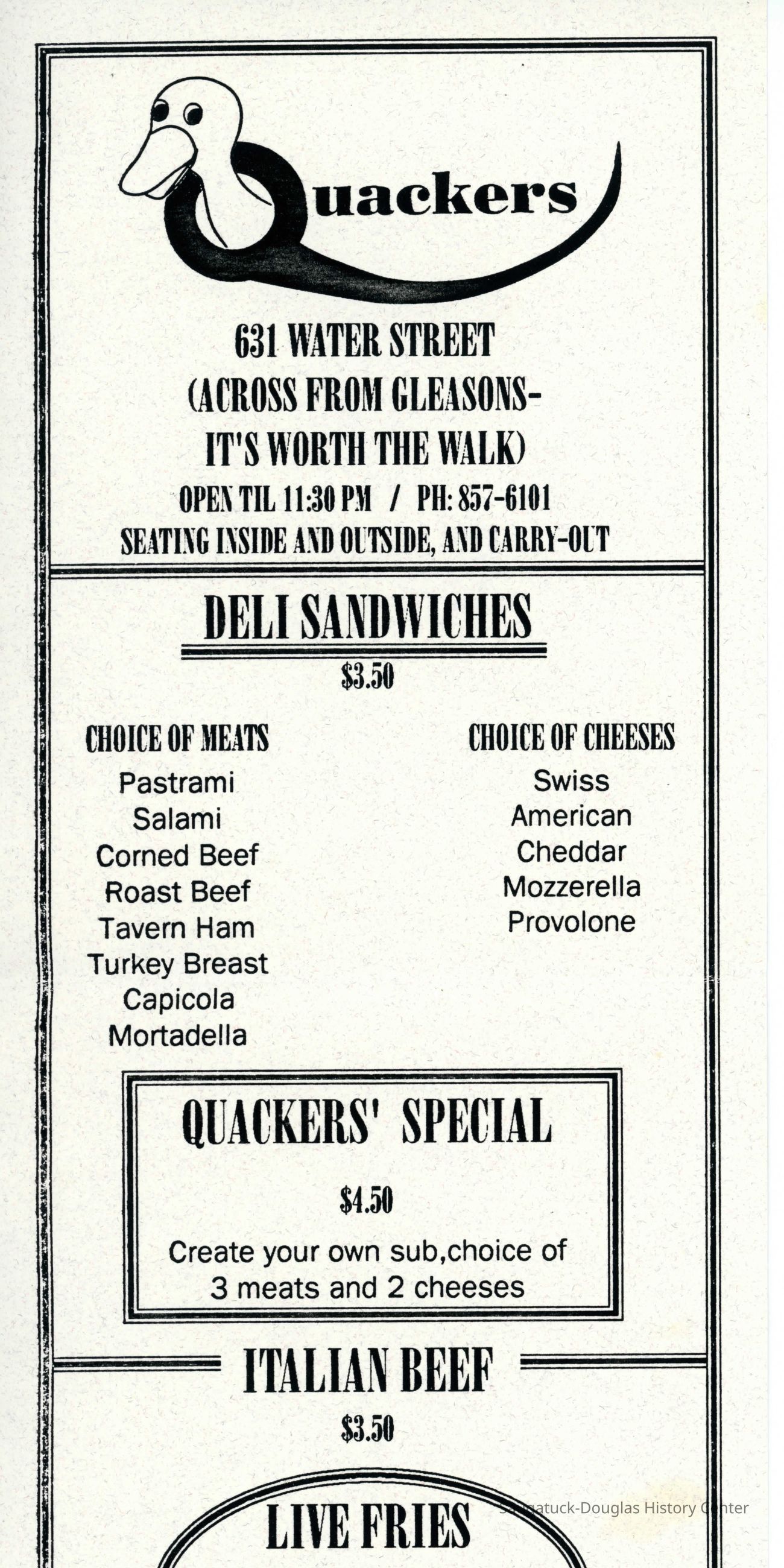 Quakers Deli Menu picture number 1