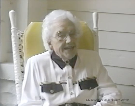          EDDY
Date:  April 20, 1995
Interviewee:  Esther Eddy
 
Esther was born in the UP.  Both her parents were teachers.   Her maternal grandmother lived to be 99 years.  In 1920, Esther was 20 and a senior at MSU.  Her husband to be, Ben, brought her to the family farm, called “Beechhurst”, it meet his mother. The farm was on Ferry Street.  Scott Eddy, Ben’s father, had fought in the Civil War and became Postmaster for Ganges.
 
Esther remember clearly Norton’s Drug Store in Douglas, Waltz’s Butcher Shop, the Kerr brick building in Douglas, Mr. Schuam’s Dry Goods Store.
 
Dick Haight – Technician
Erin Wilkinson - Technician
   