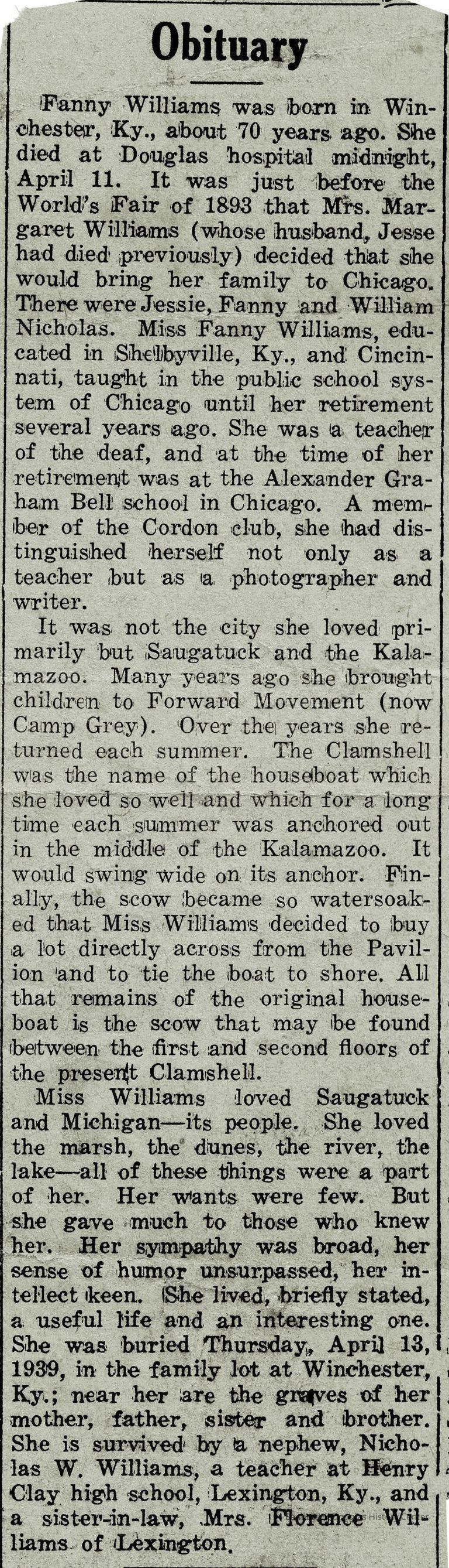 Fanny Williams about 1869-1939, Clamshell cottage