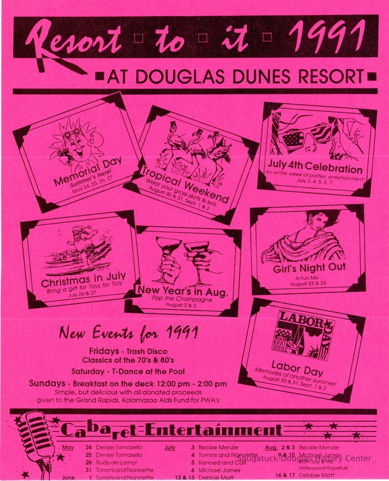          Flier of Events at the Douglas Dunes Resort in 1991 (1)
   