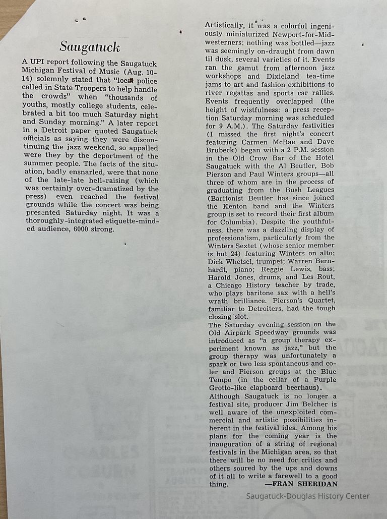          Report refuting newspaper articles in local and Detroit papers about supposed riots at festival. picture number 1
   