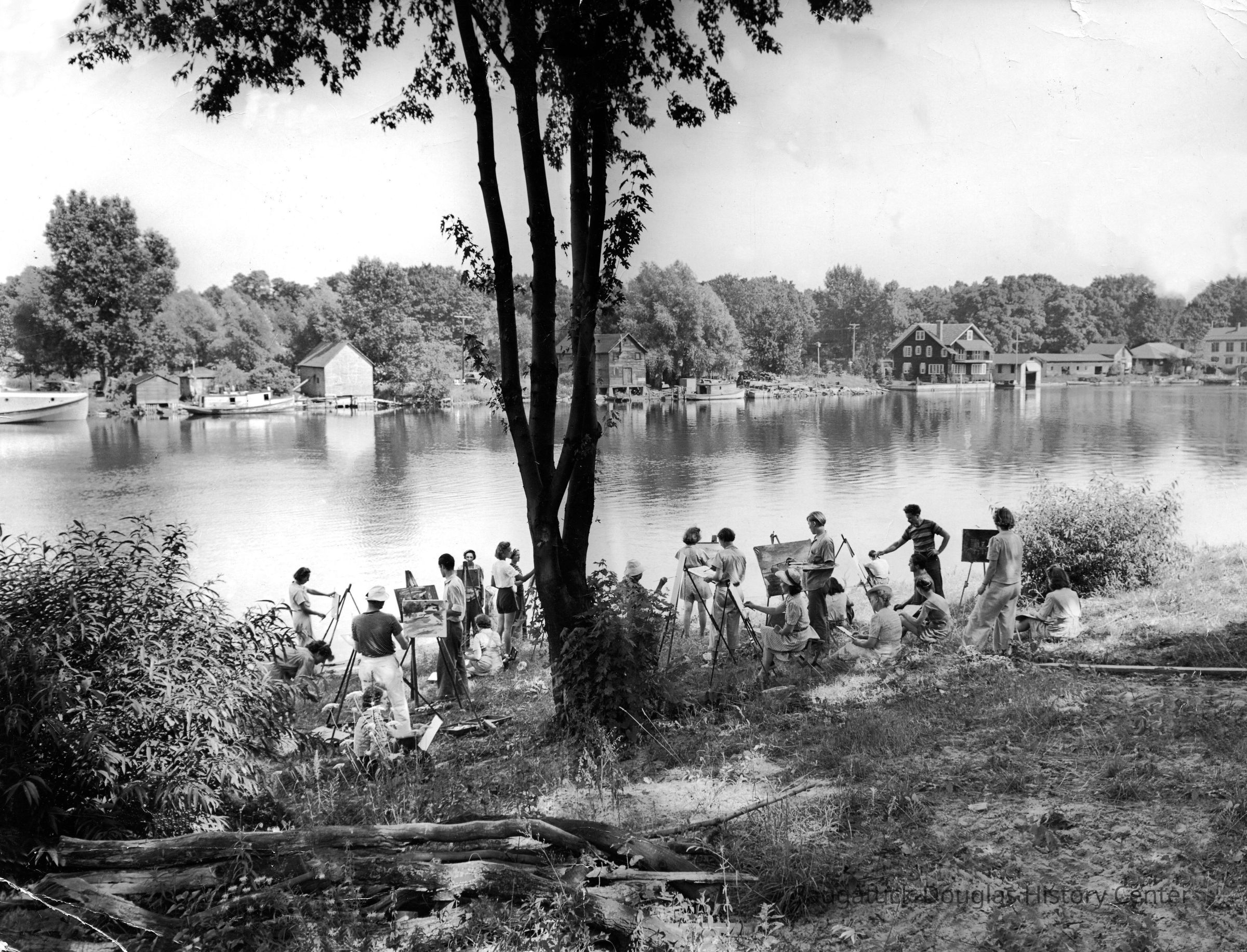 BillOlendorfSDHSRestored.jpg 4.5MB; Artists Painting waterfront ca 1942