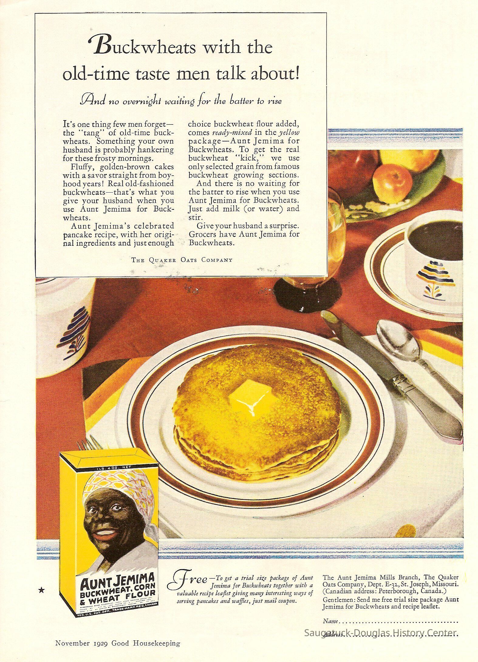 magazine ad for Aunt Jemima flour; Origsize: 8 1/2