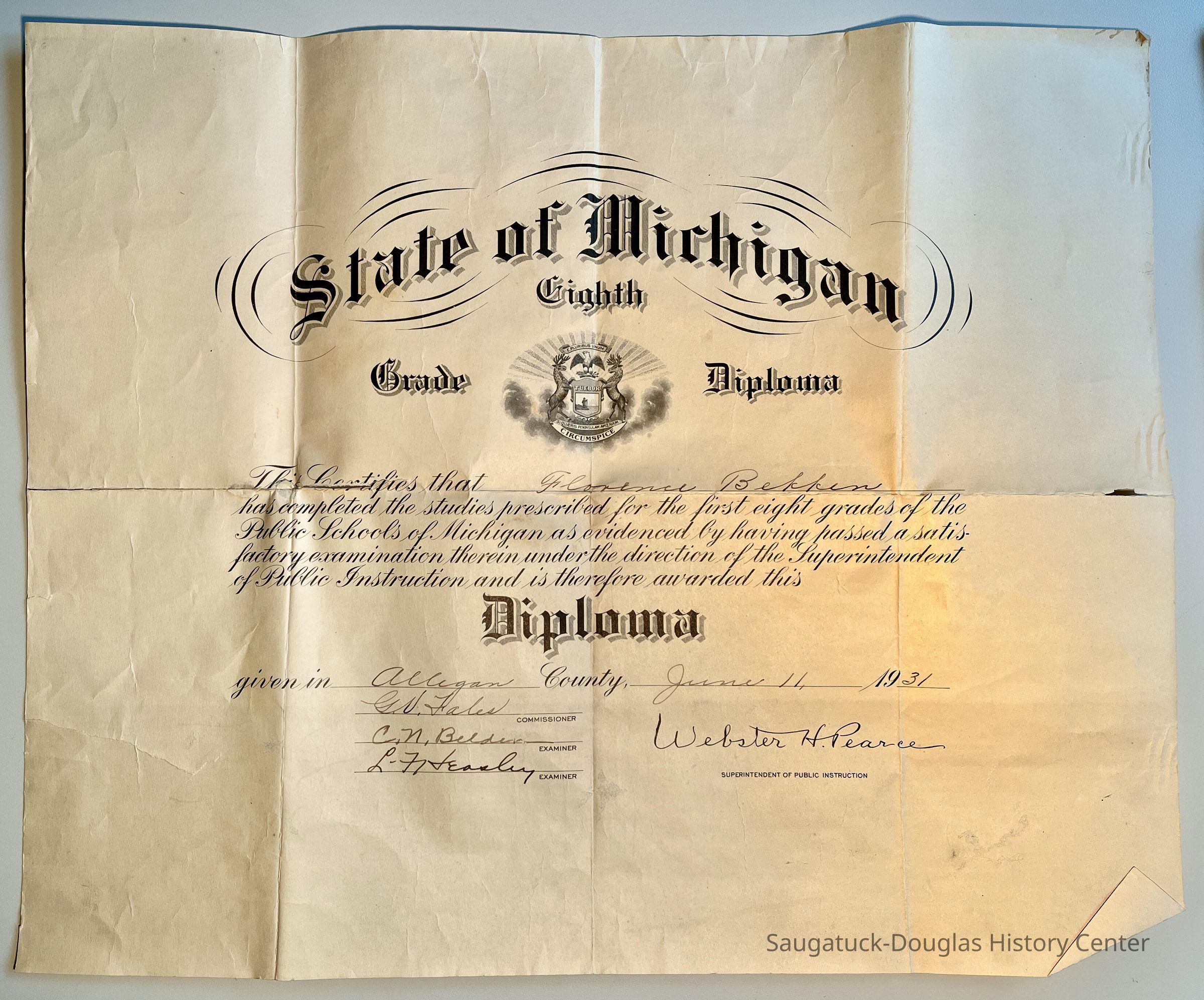          Diploma, Florence Bekken 1931 picture number 1
   