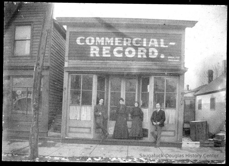          Commercial Record office ca 1890.jpg 2MB Digital file at 2021.72.02 -; This photo was likely taken after 1902 but before 1906 when Heath Block was built next door. Note E. Schaberg Bakery next door
   