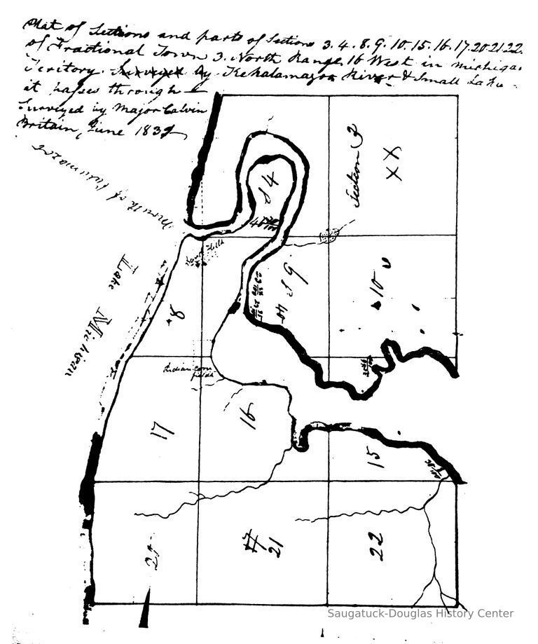          182kb; Map shown as surveyed by Major Calvin Britain. Drawn Around 1831 or 1832
   