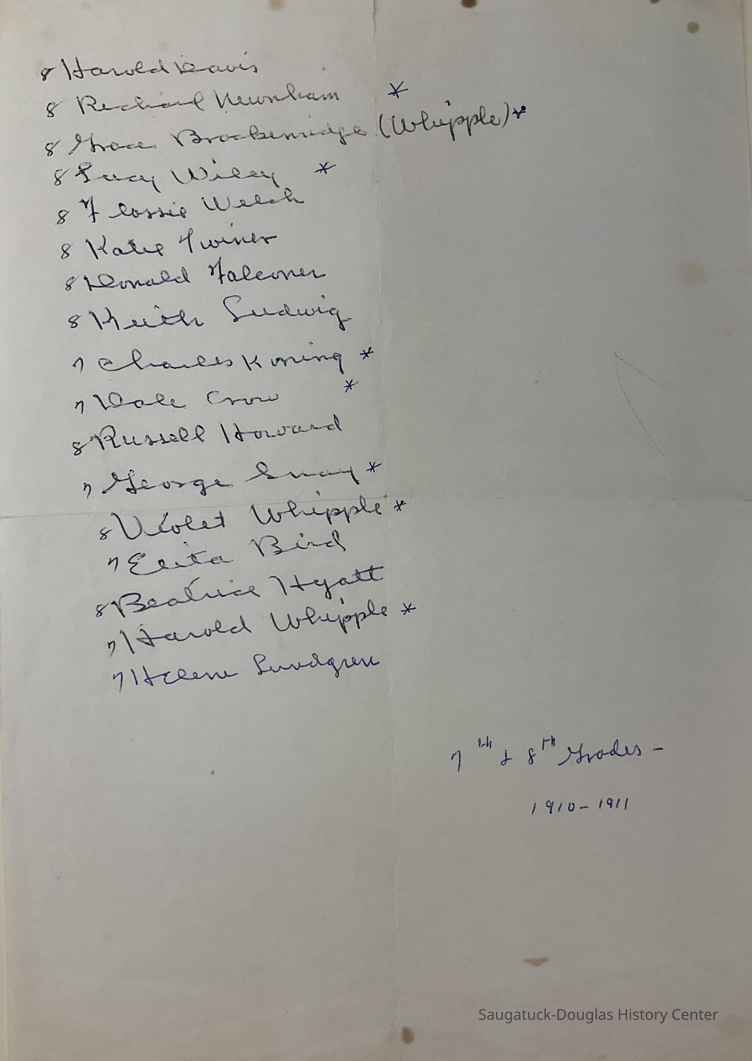 Saugatuck Schools class list 1910-11 picture number 1