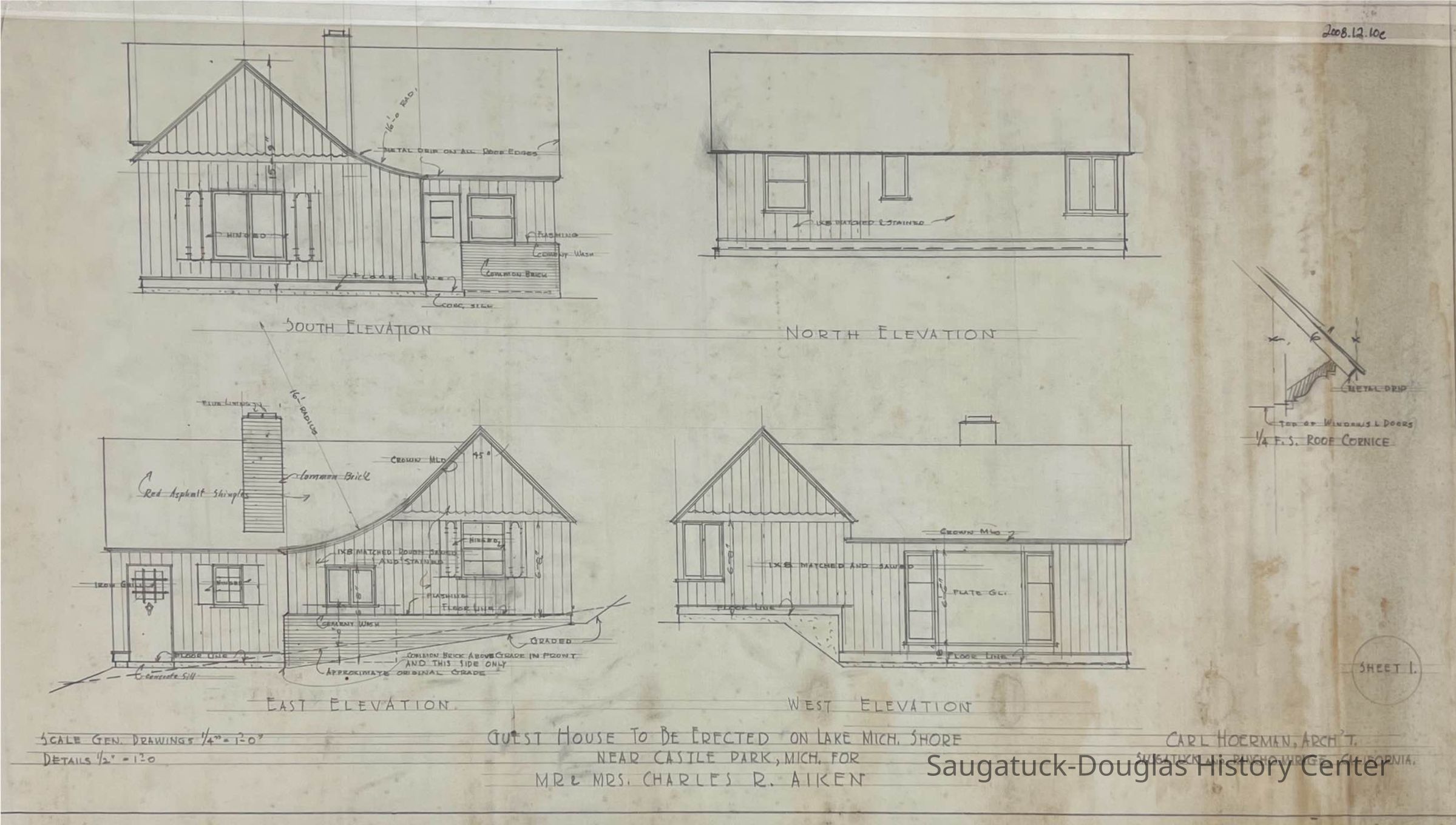 Guest House To Be Erected On Lake Mich. Shore/Near Castle Park, Mich. For/Mr. & Mrs. Charles R. Aiken (Aiken) picture number 1