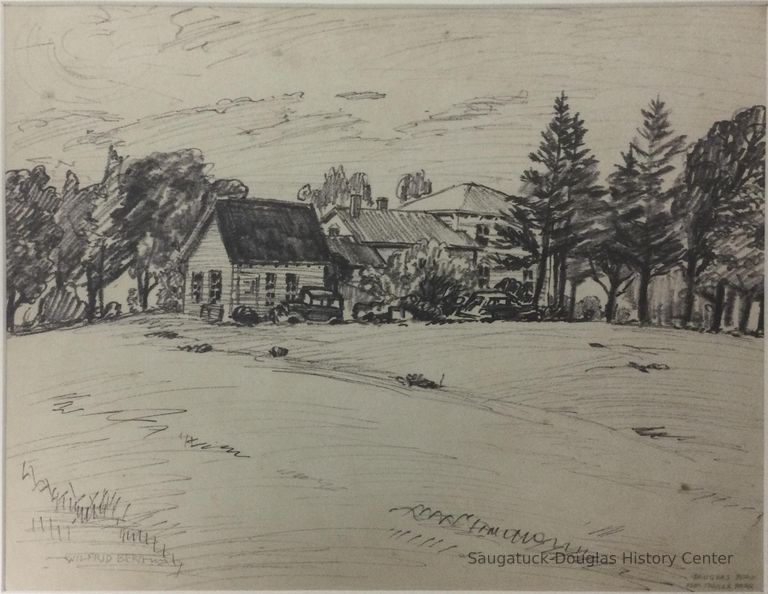          Marker drawing of a house on a hill
   