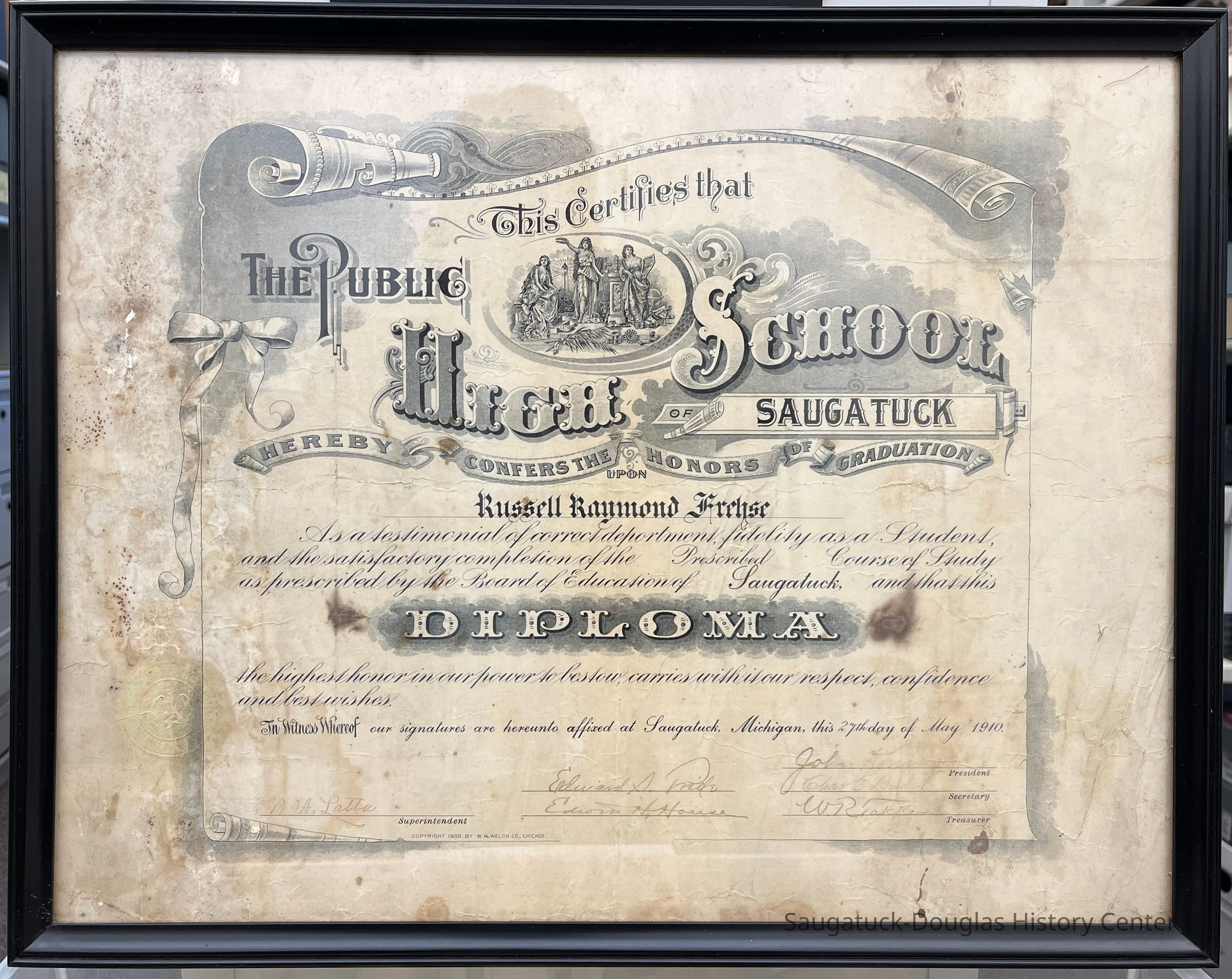 Diploma, Charles Freshe 1910 picture number 1