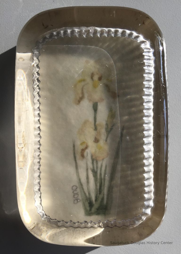          Iris watercolor in glass paperweight picture number 1
   