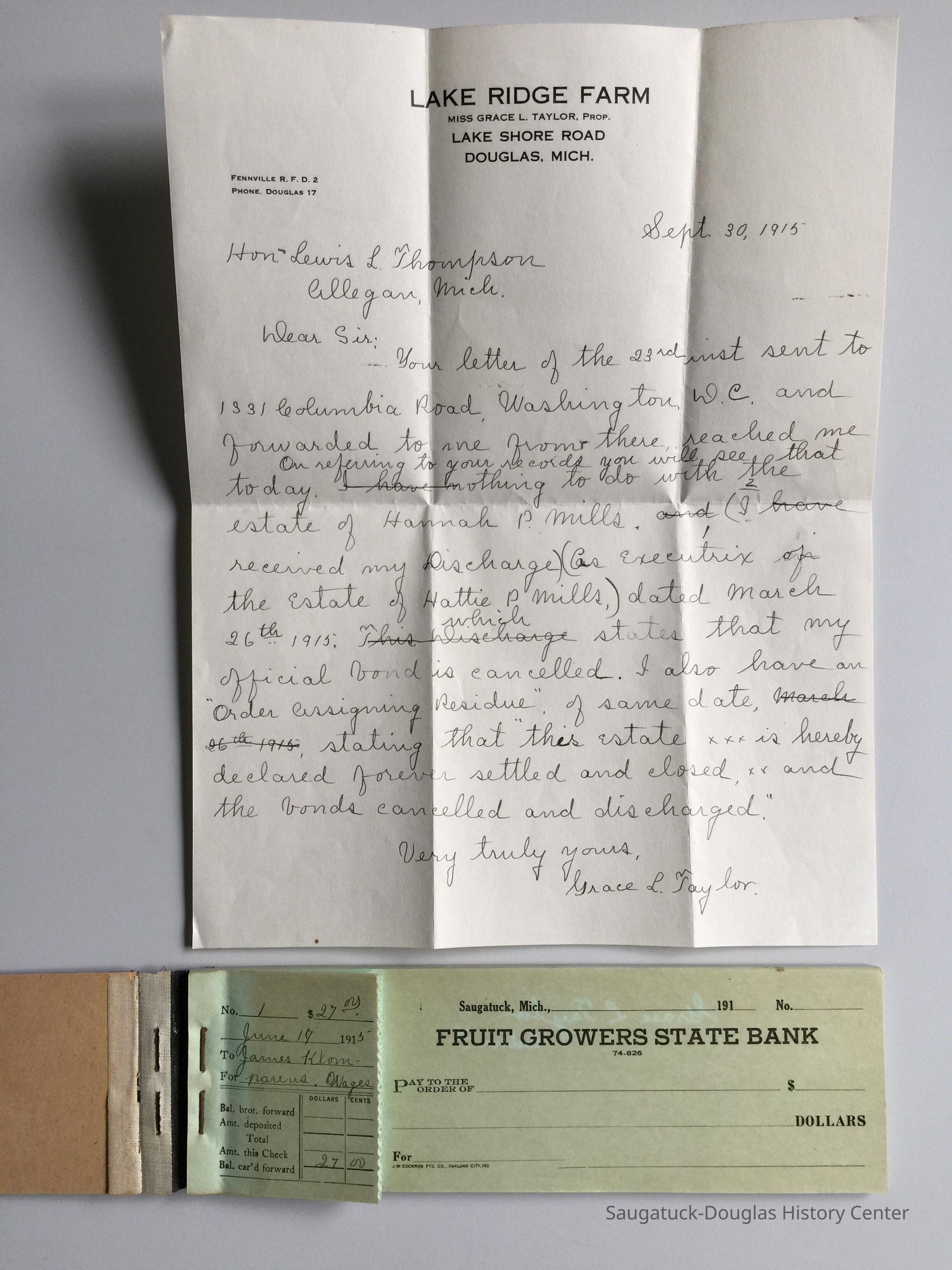 Estate executrix letter and check book picture number 1