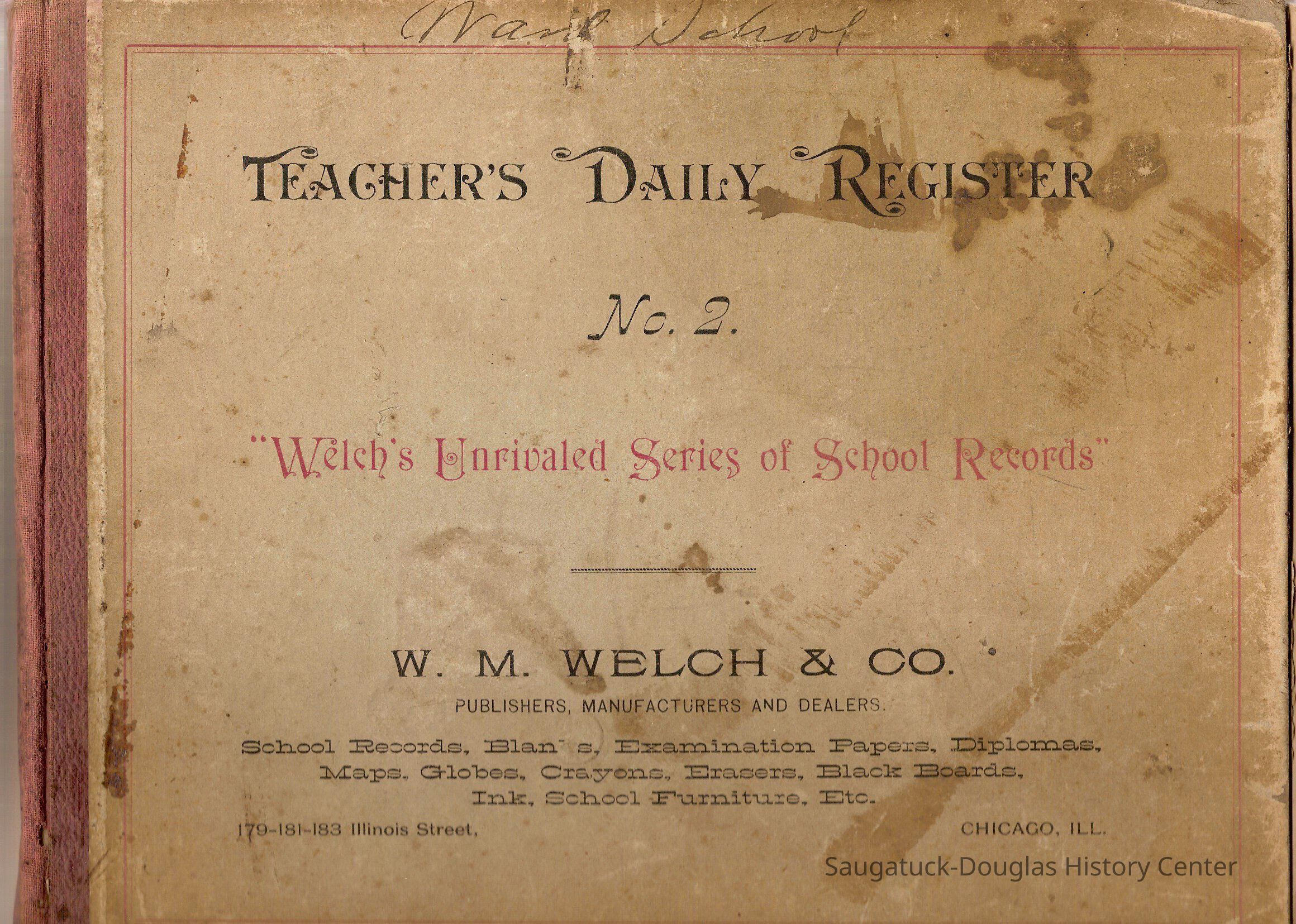 Teacher's Daily Registe; Origsize: 11 1/2