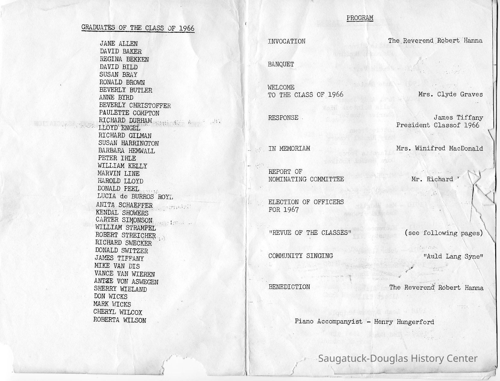 Saugatuck_school_alumni_banquet_B.jpg 415KB; Digital image from Jane Van Dis collection - Digital file on Jack Sheridan Drive 2021.72.02