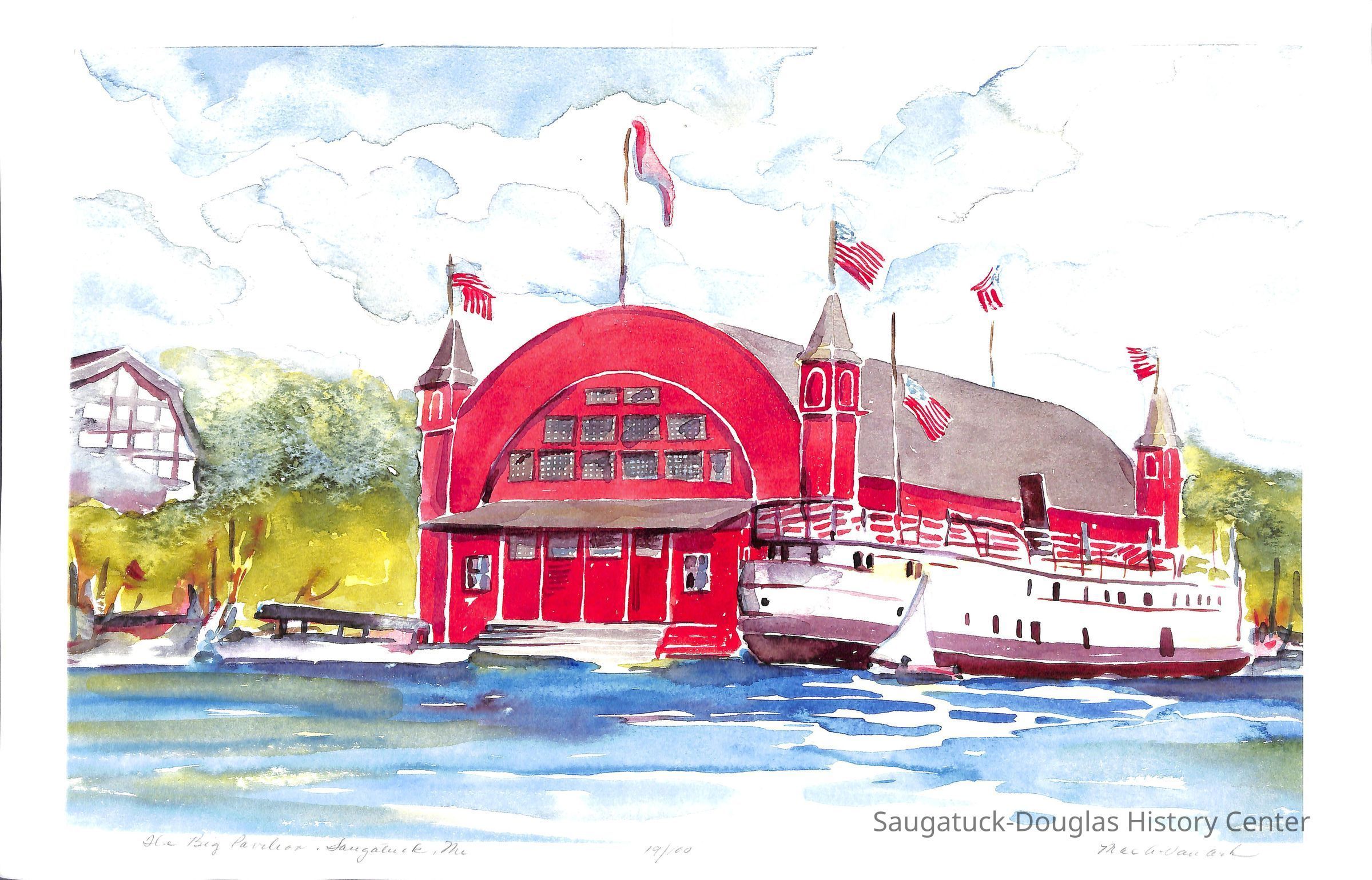 Watercolor painting print of the Big Pavilion