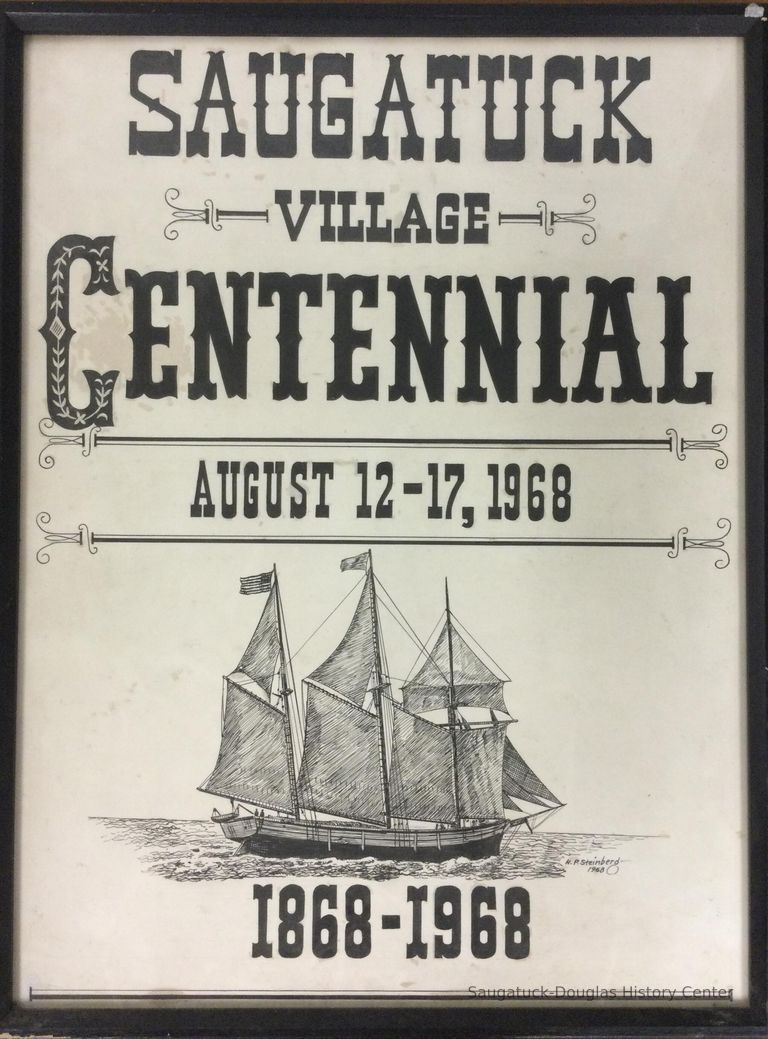          Poster celebrating the centennial anniversary of Saugatuck
   