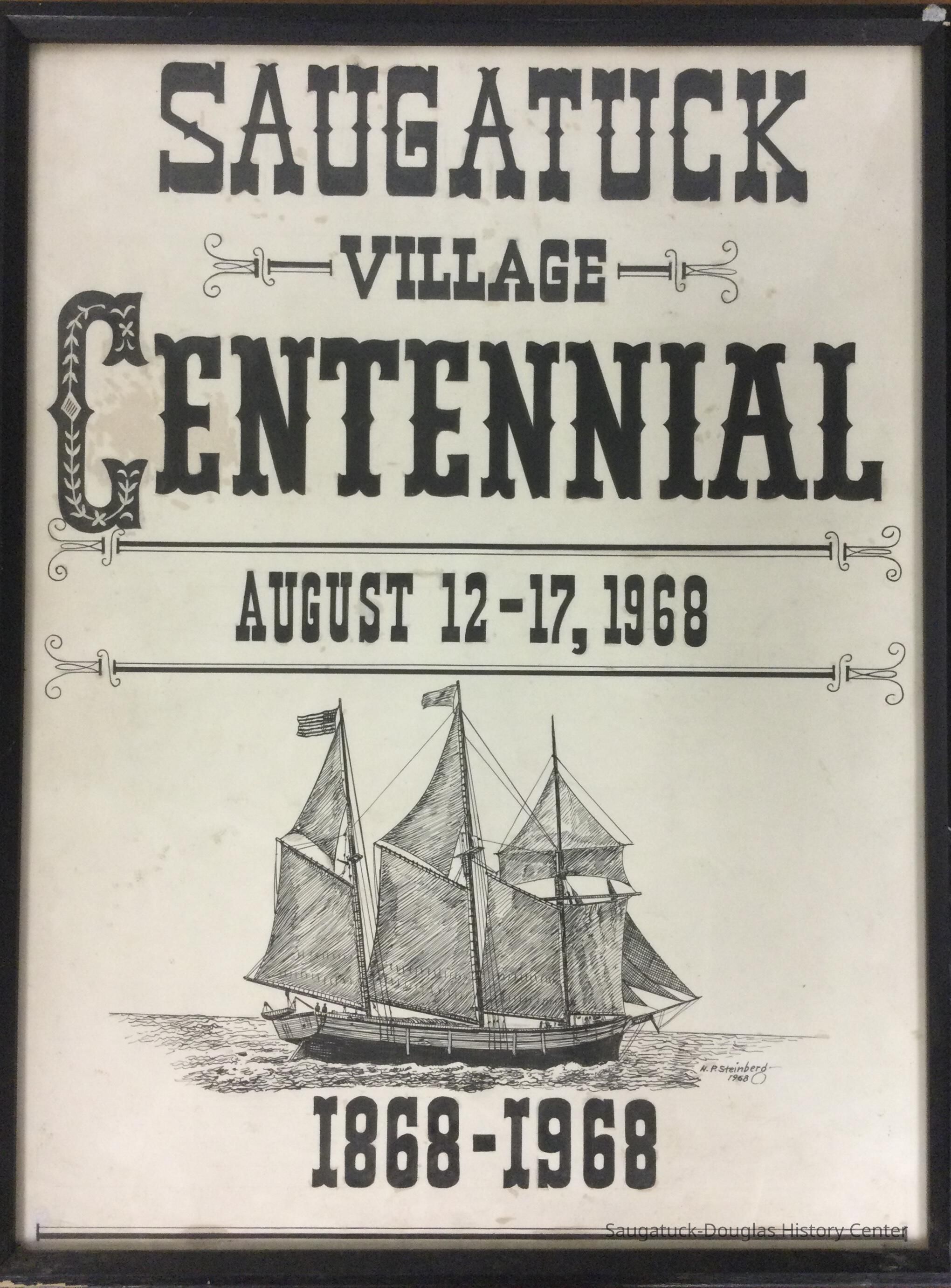 Poster celebrating the centennial anniversary of Saugatuck